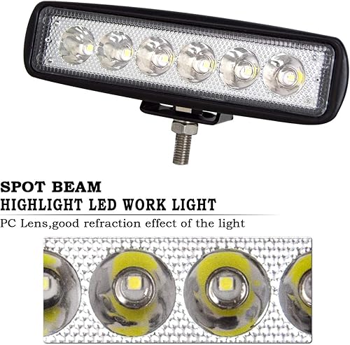 Miniatura 2 de Willpower 2 luces LED de trabajo de 18 W, 6 pulgadas, barra de luz LED de una sola fila, 12 V, 24 V, súper delgada, luces de conducción todoterreno,