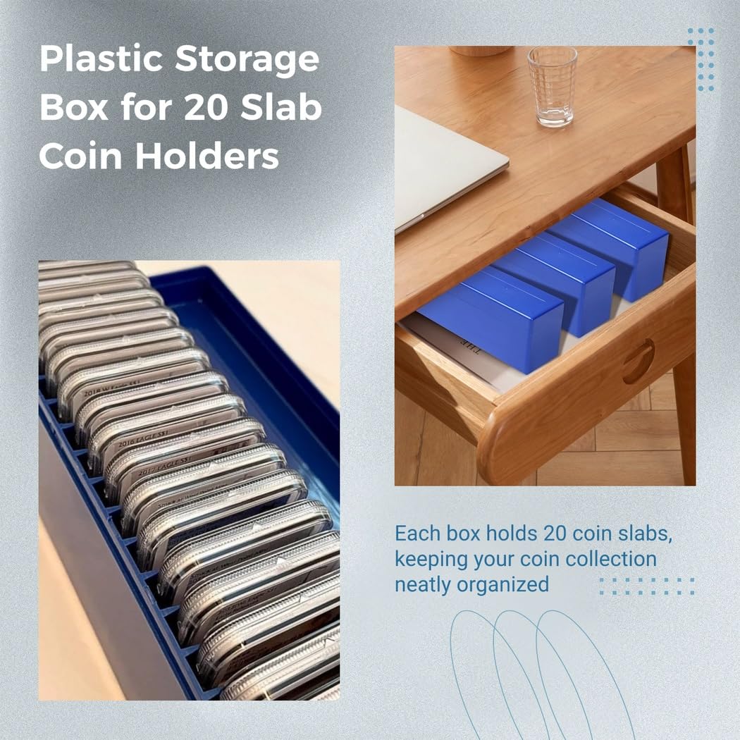 Set di 6 contenitori per monete, con 20 scomparti ciascuno per 120, supporti in plastica compatibili con lastre di monete NGC Pmg (solo scatole)