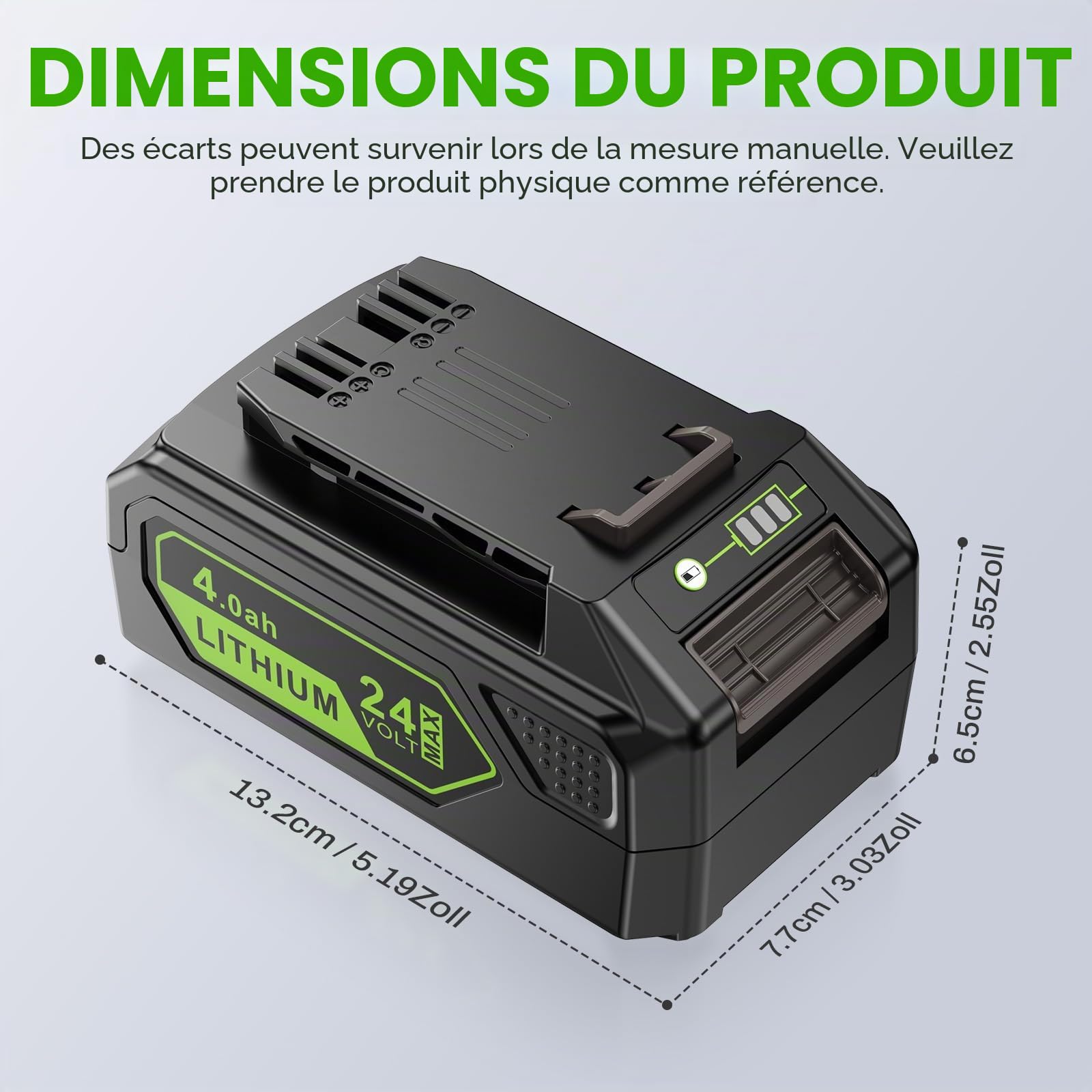 LabTEC Batterie GW2430 pour Greenworks, Batterie Li-ION 24 V 4,0 Ah de Remplacement pour Outils Greenworks 24 V 29862 2938202 26111700 Chargeur Tondeuse à Gazon Souffleur de Feuilles Batterie