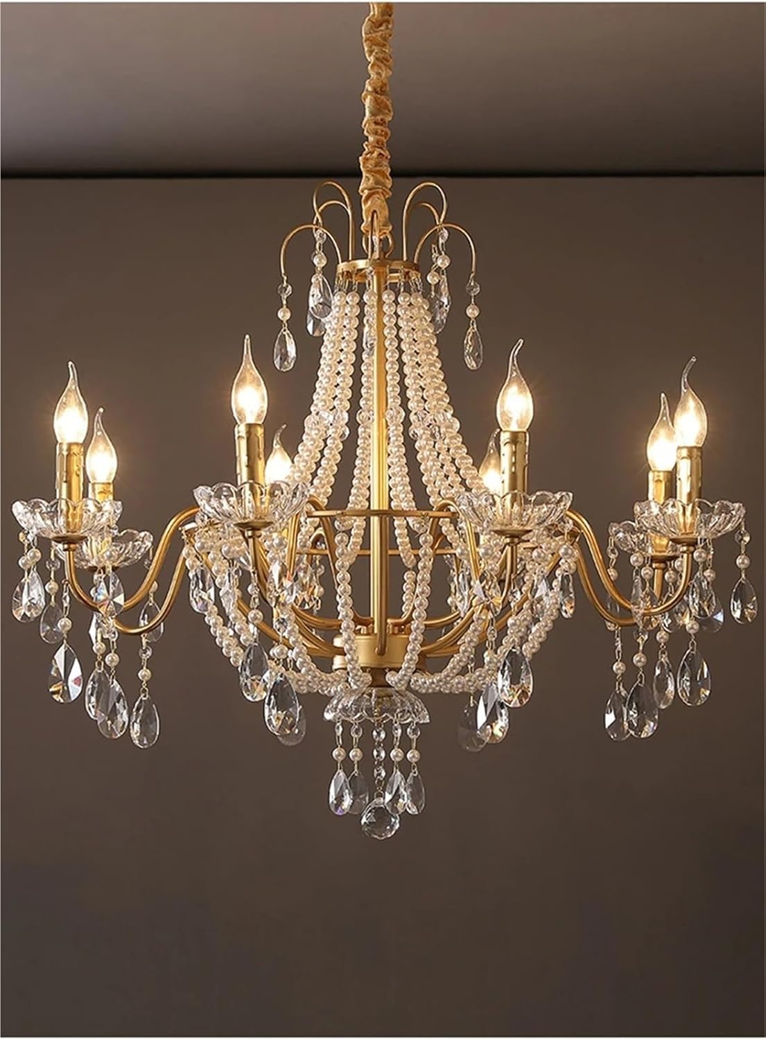 Copper Chandelier for Living Room Bedroom Dining Room Kitchen Villa American Luxury Style Gold Brass Lamp Candle Pendant Light,luminaire