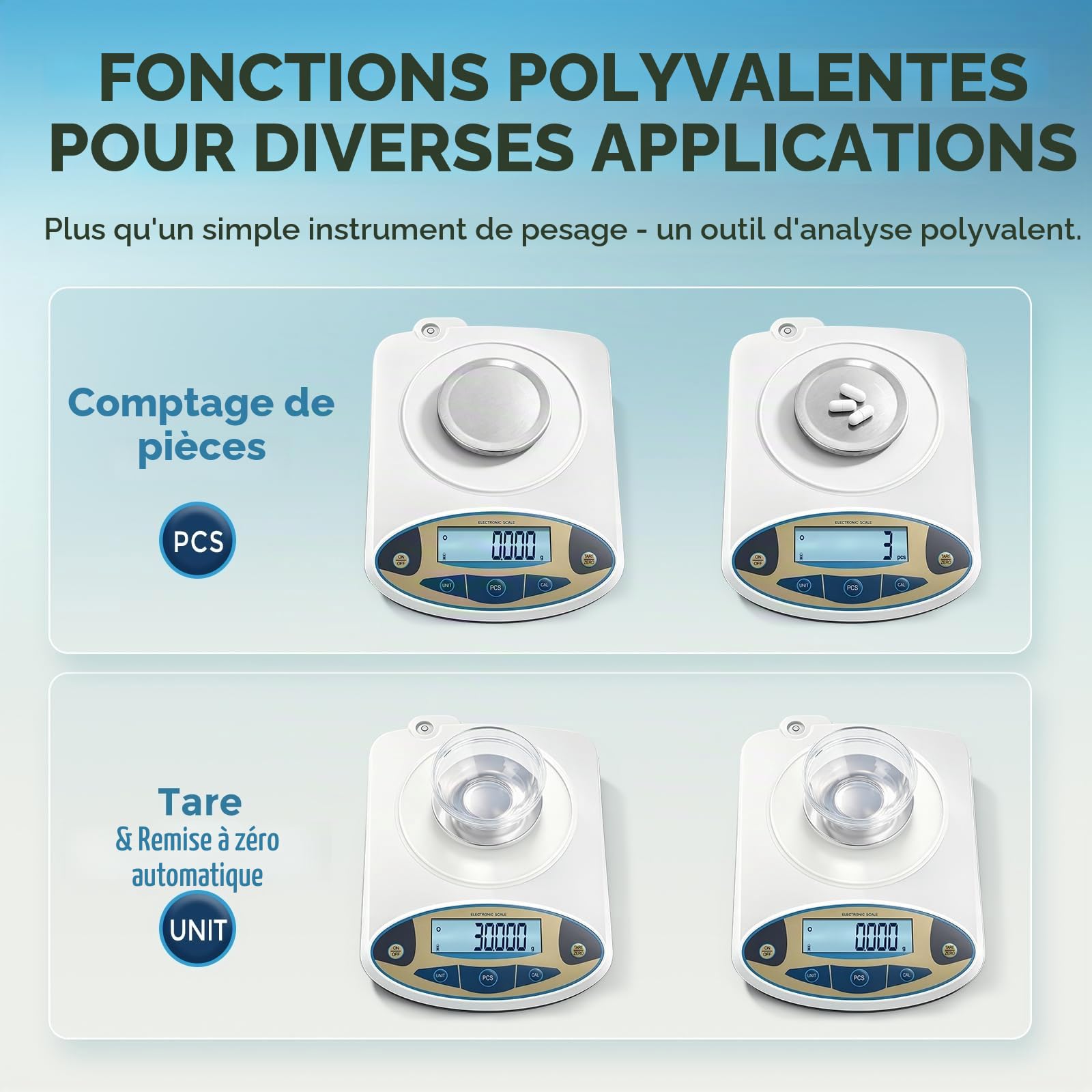 Bonvoisin Balance Analytique de Laboratoire 100g/0,001g avec Pare-Brise | Balance Haute Précision Lisibilité 1mg, Plateau Inox, 13 Unités, Tare & Comptage, Étalonnée Usine pour Labo, Bijouterie & Oro