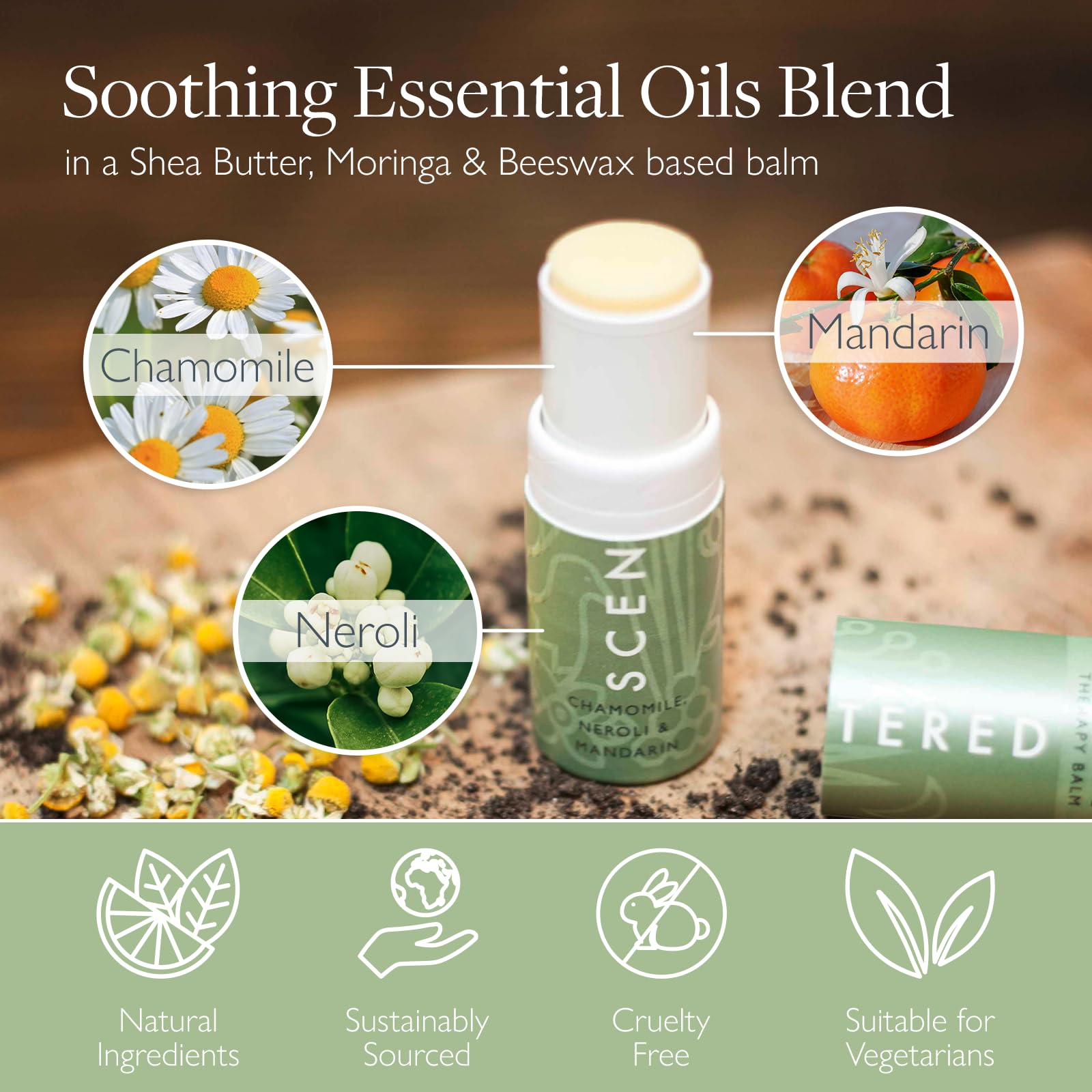 Scentered DE-STRESS Balsamstift für Aromatherapie Weihnachtsstrumpf - Wirkt entspannend & beruhigend & reduziert Stress - Kamille, Jasmin & Zedernholz