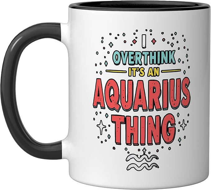 Aquarius Zodiac Sign Star Astrology Birthday Horoscope Ceramic Mug, Black/White