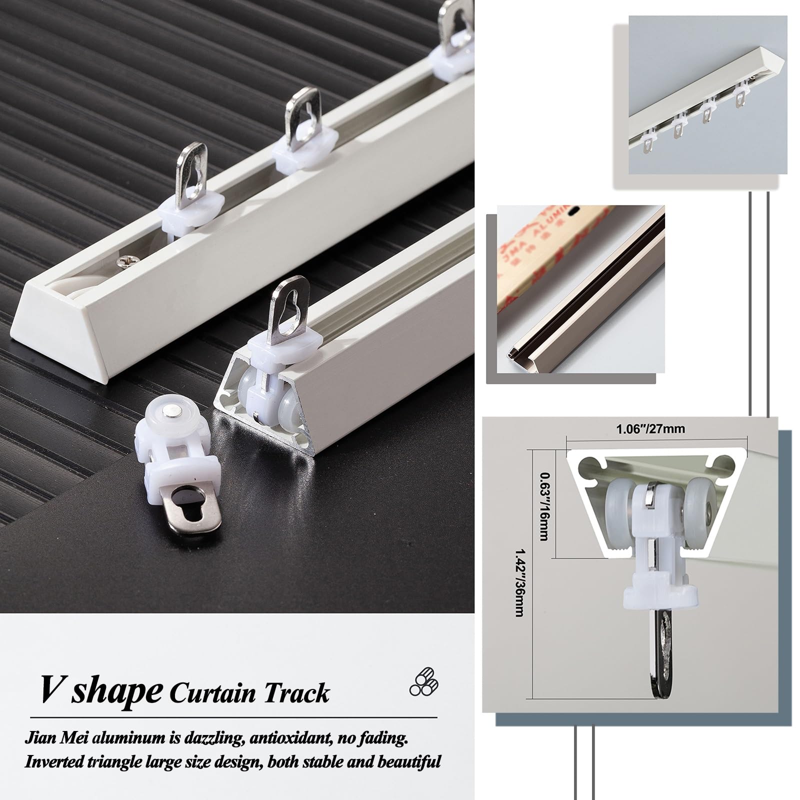 Tringle à rideaux robuste de 1,6 m – Tringle à rideaux industrielle GTH pour bureau, salon et chambre à coucher – Solutions de rideaux et rideaux polyvalents