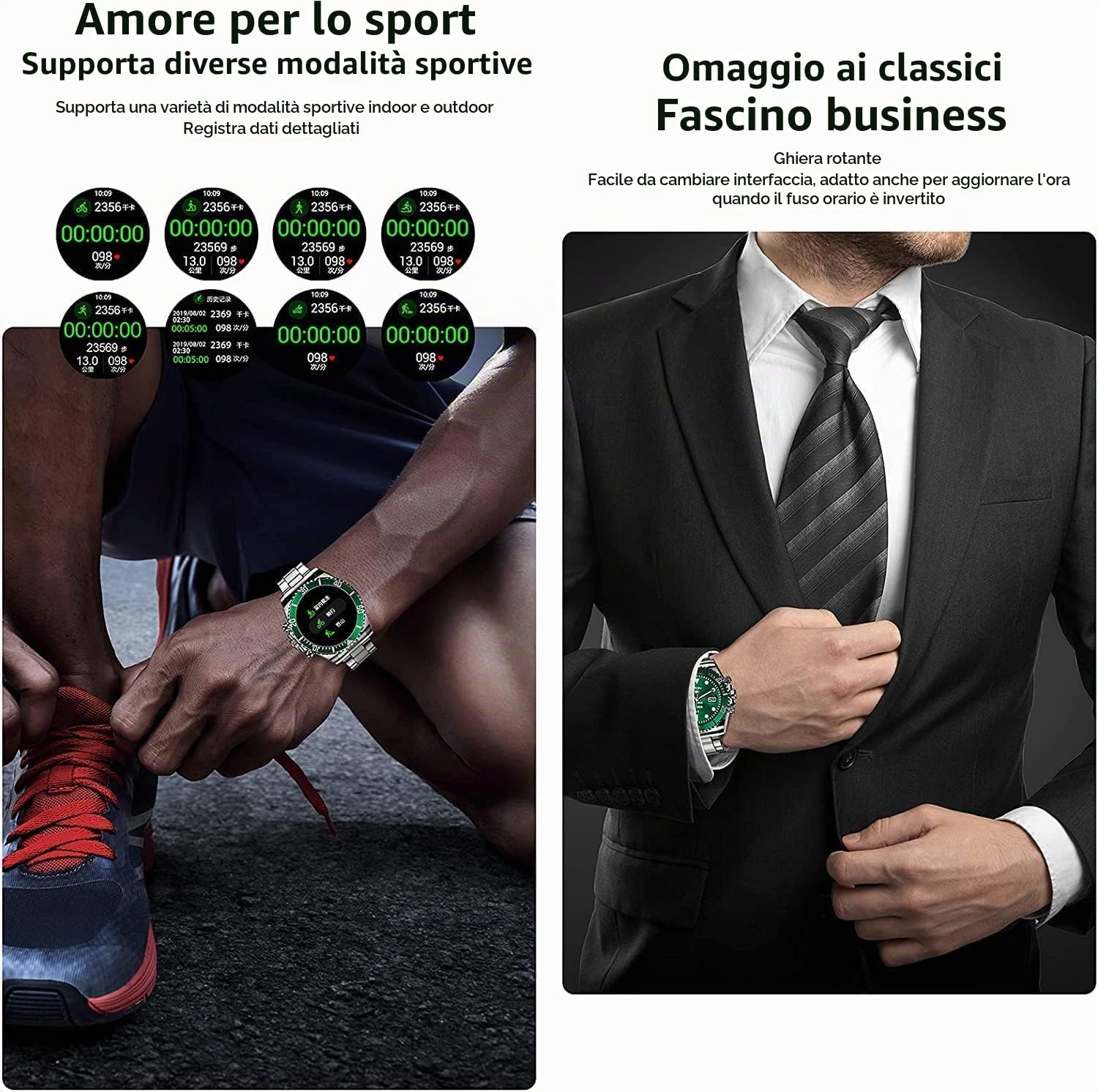 Smartwatch Touchscreen da 1,28" da Uomo in Acciaio Inossidabile per Android iOS, Smartwatch Meccanico alla Moda, Chiamate Bluetooth con Cardiofrequenzimetro/Monitor del Sonno,C