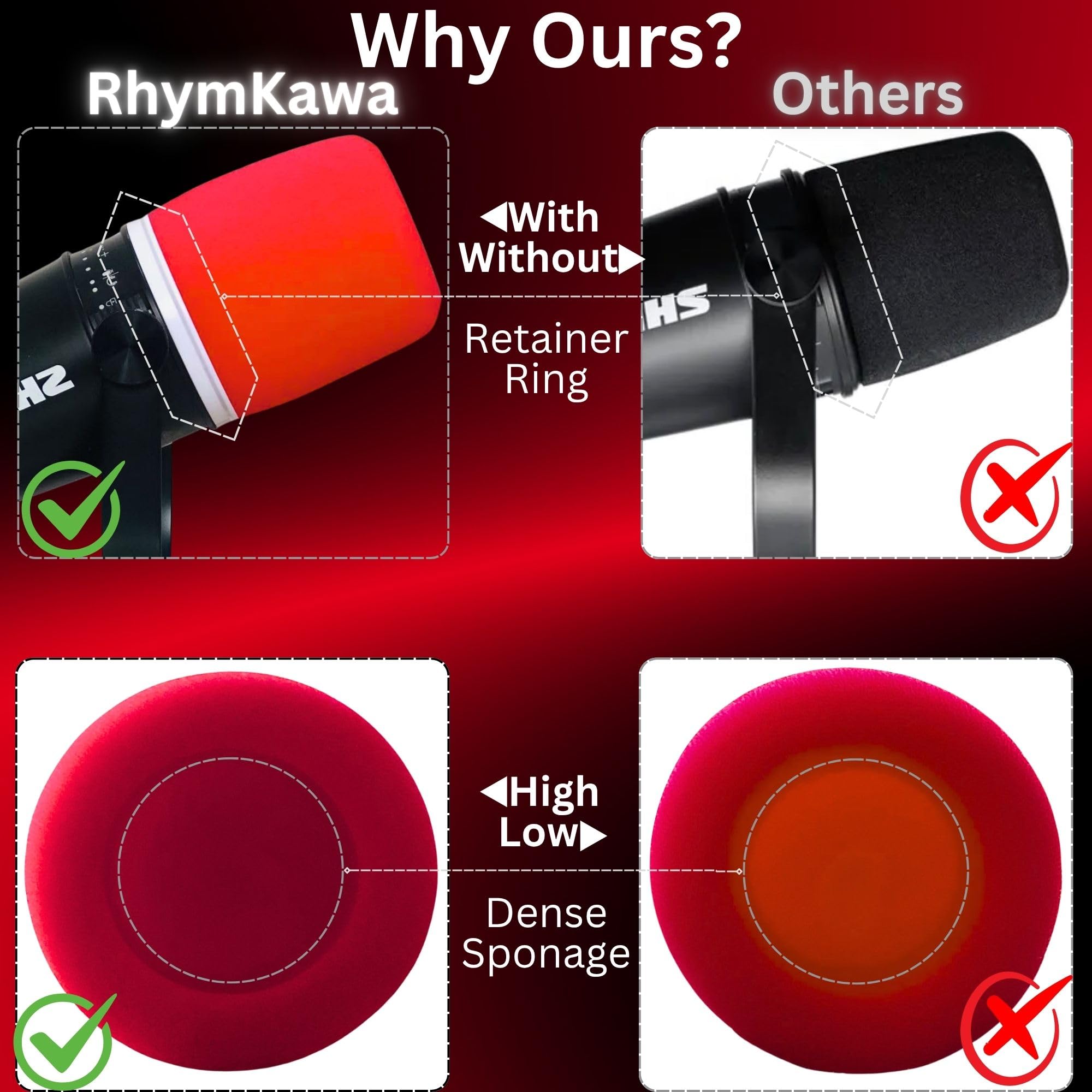 Amazon.com: RhymKawa MV7 Pop Filter for Shure MV7 and MV7X Red