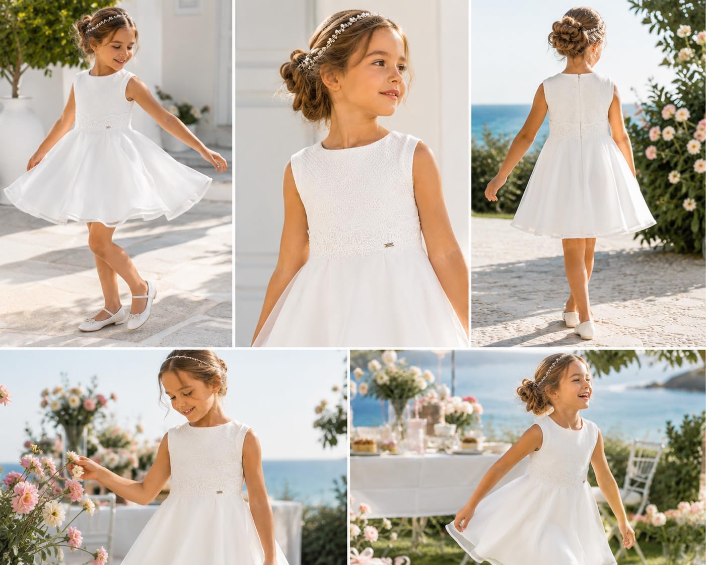 Mayoral Vestito Bambina Elegante Cerimonia, Abito con Gonna in Tulle, per Matrimonio Comunione Battesimo e Occasioni Speciali