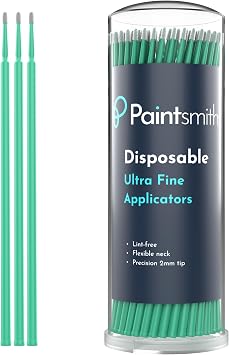 Car Touch Up Microbrushes - Ultra Fine Applicators for Car Scratch Repair - Lint Free - Flexible Neck for Precise Application - 100 Pack with Storage Tube