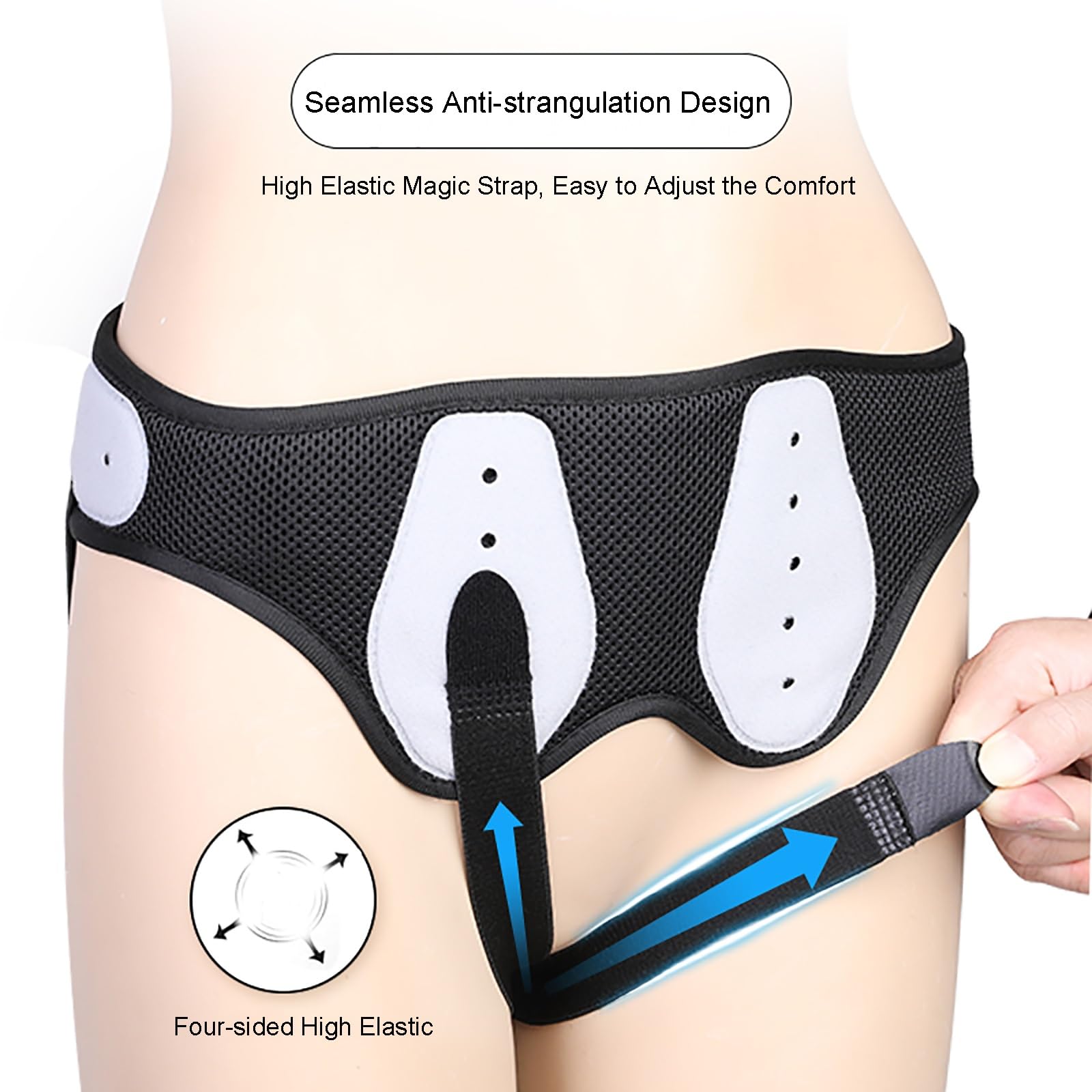 Fascia per Ernia Inguinale Regolabile Uomo e Donna, Cintura per Ernia Inguinale con 2 Cuscinetti di Compressione, Recupero Pre e Post Operatorio(Small)
