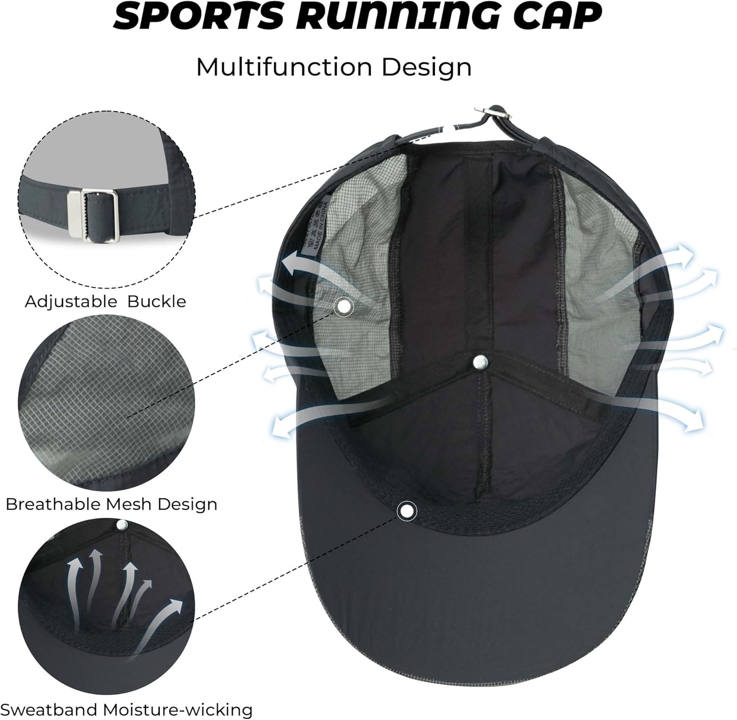 Clakllie Outdoor Sun Visor Hats Lightweight Waterproof Breathable Sports Hat UPF50+ Ultra Thin Cooling Baseball Hats - Image 5