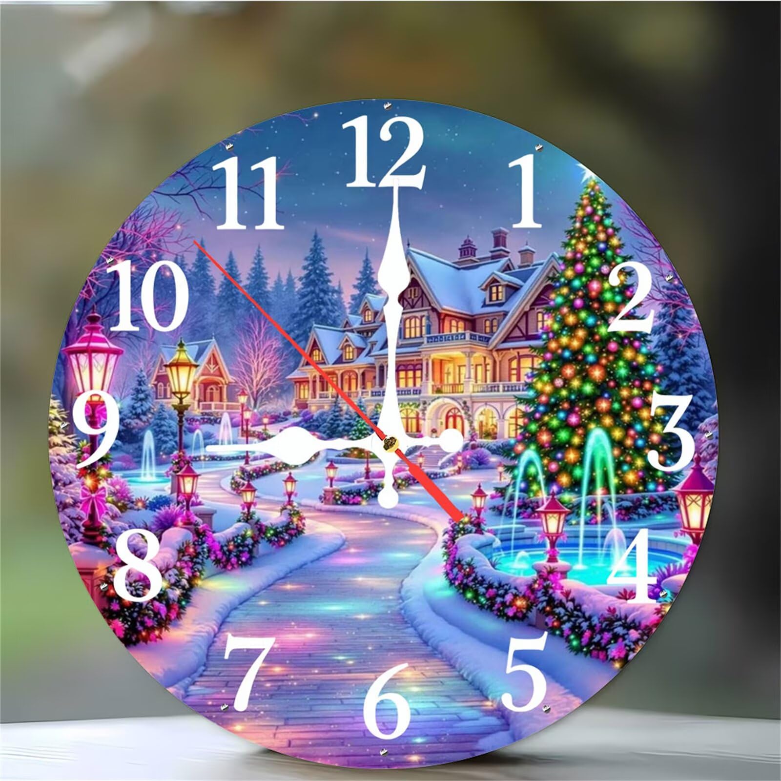Horloge murale 30cm village de Noël idée cadeau pour la maison