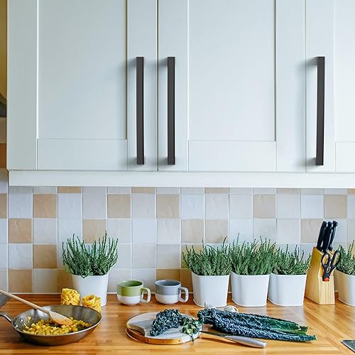 Miniatura 4 de Asidrama Paquete de 10 manijas de gabinete de cocina color negro mate de 6.3 pulgadas (6.299 in), tiradores de gabinete, accesorios de gabinete de