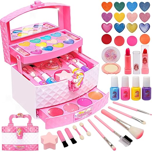 Toys for Girls,Washable Real Kids-Makeup-Kit-for-Girl,Toddler-Toys for 3 4 5 6 7 8 9 10 11 12 Year Old Girls,Christmas Birthday Unicorns-Gifts-for-Girls,Makeup-for-Kids-Toys,Princess-Dresses-for-Girls
