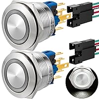 Vista 22 de 2 interruptores de botón de cierre de 0.866 in, 7/8 pulgadas, 110 V-120 V, SPDT, interruptor de encendido y apagado, impermeable, IP67, acero Azul