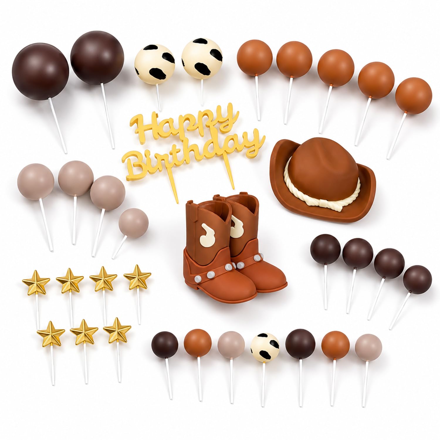 30 Pack Cowboy Birthday Cake Toppers, Cowboy Party Cake Decorations, Wild West Party Supplies for Birthday Baby Shower Gender Reveal Rodeo Theme