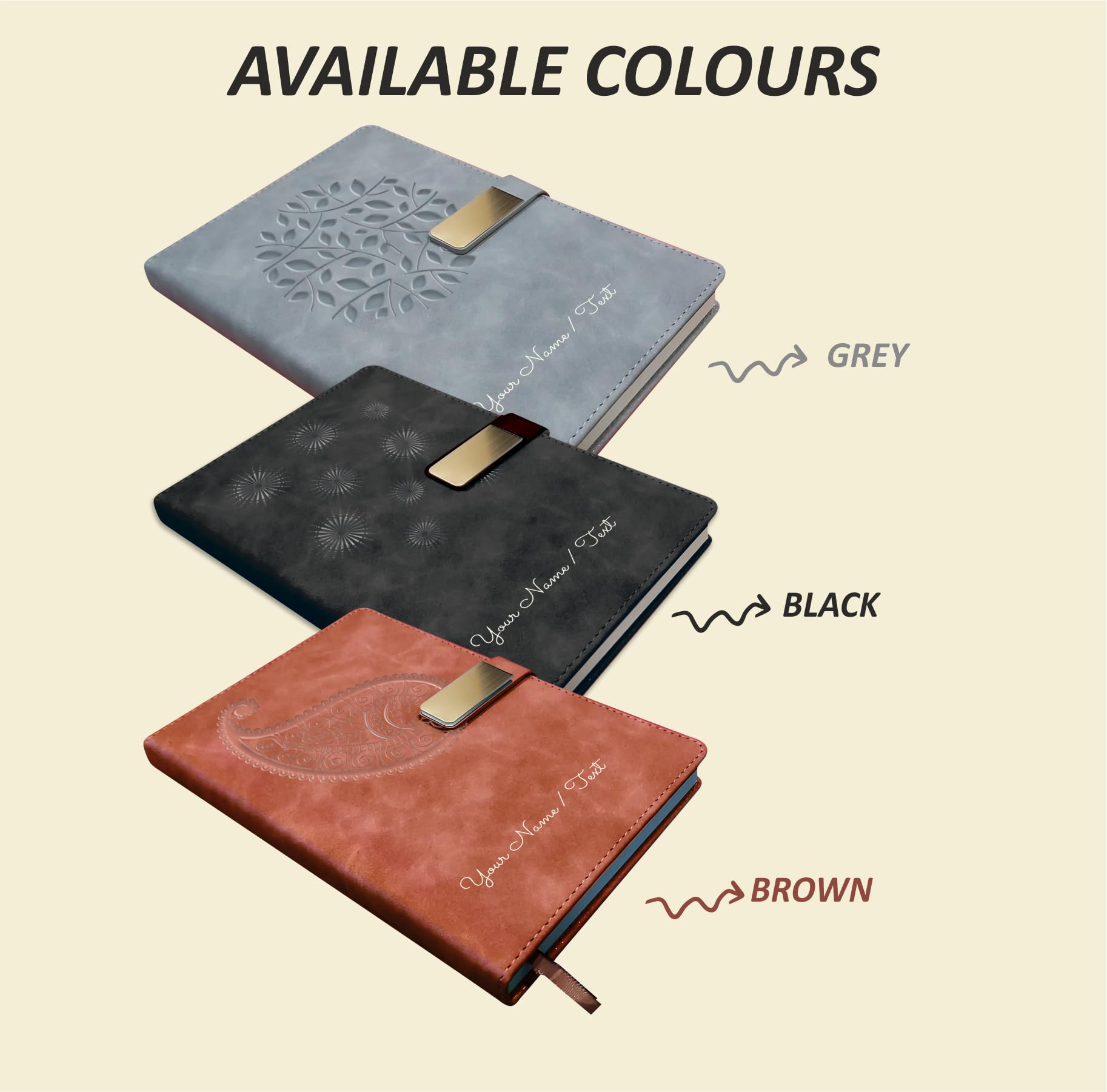 Brown Cloud Personalized Grey Velvet Finish Self design Leather Cover Notebook/Diary Ruled with Personalised/Customized Message/Quote/Name for Personal/Corporate Gift (GreyVLVT015) (1) 3