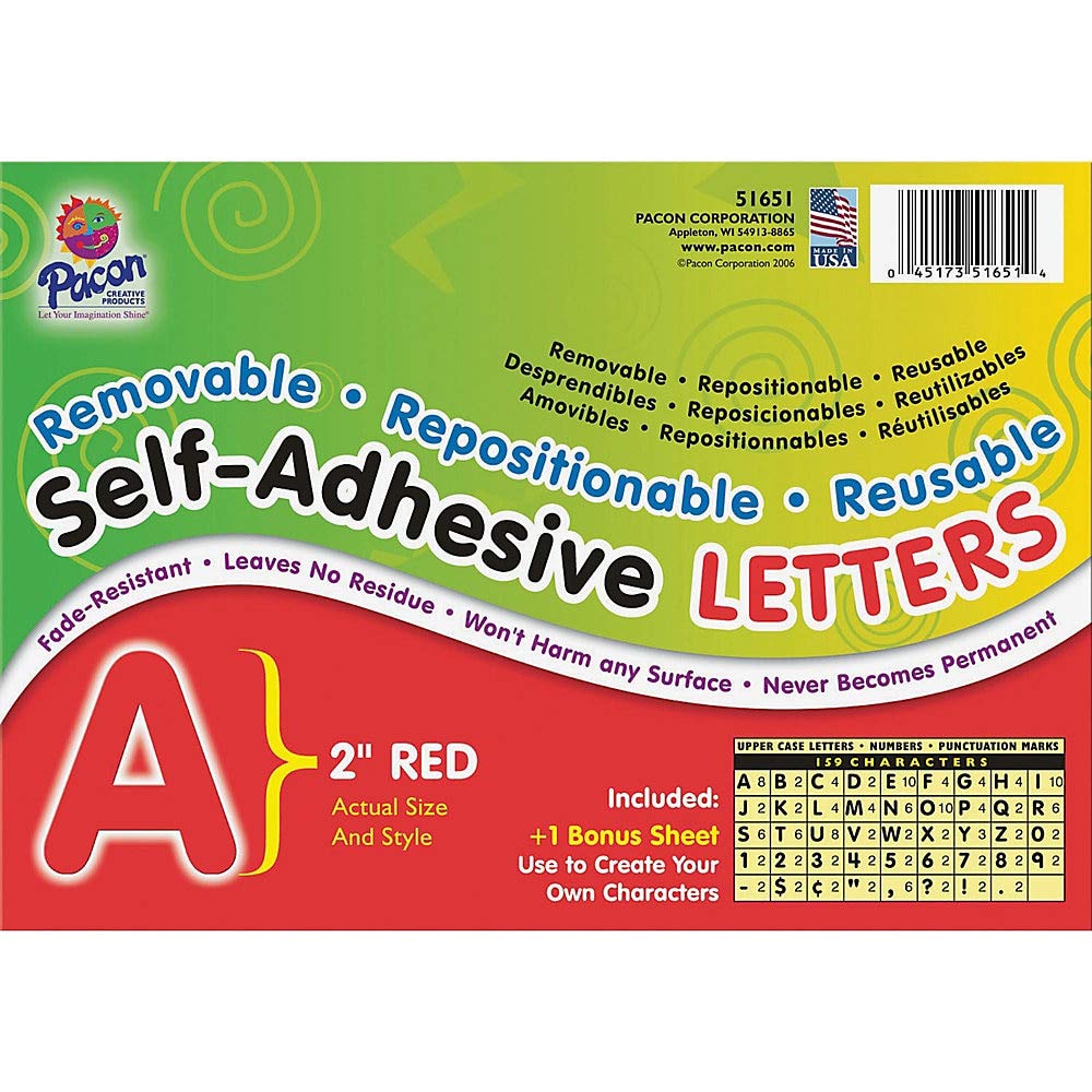 Pacon Self-Adhesive Letters, Red, Puffy Font, 2