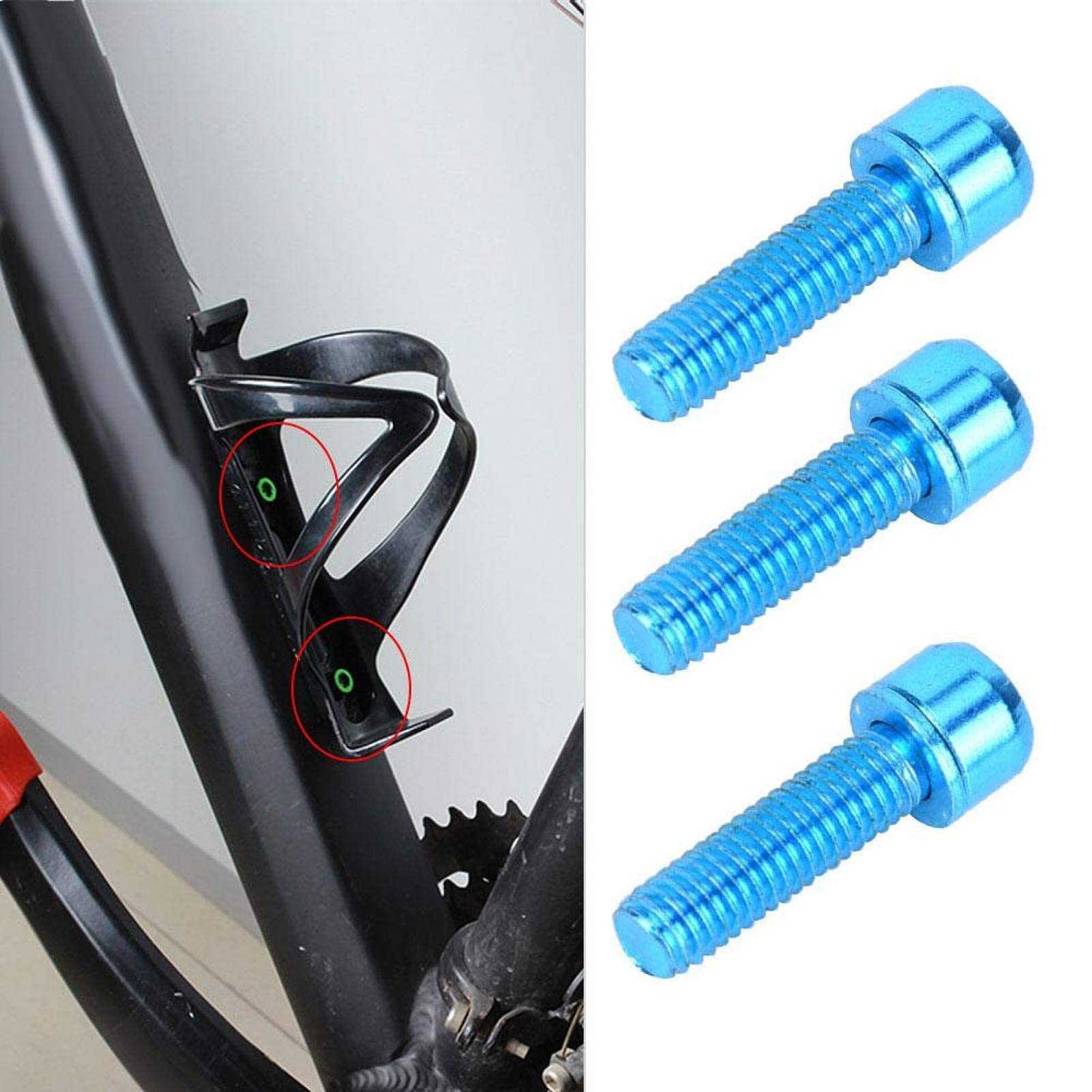 Bulloni Portaborraccia Bicicletta 6 Pezzi Viti Titanio M5x25mm Testa Cilindrica Esagono Incassato Blu Accessori Ciclismo Leggeri Resistenti per Mountain Bike Road