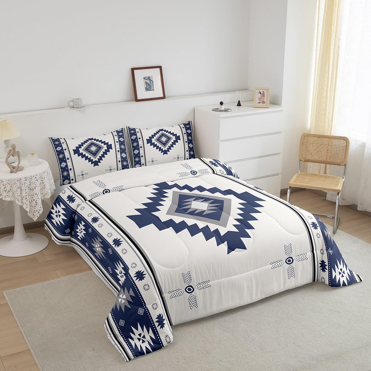 Erosebridal Bettwäsche-Set für Jungen, Western-Azteken-Bettwäsche-Set, Tribal-Südwestliches geometrisches Bettdecken-Set für Teenager, Erwachsene, Schlafzimmer, exotische Boho-Daunendecke, indische