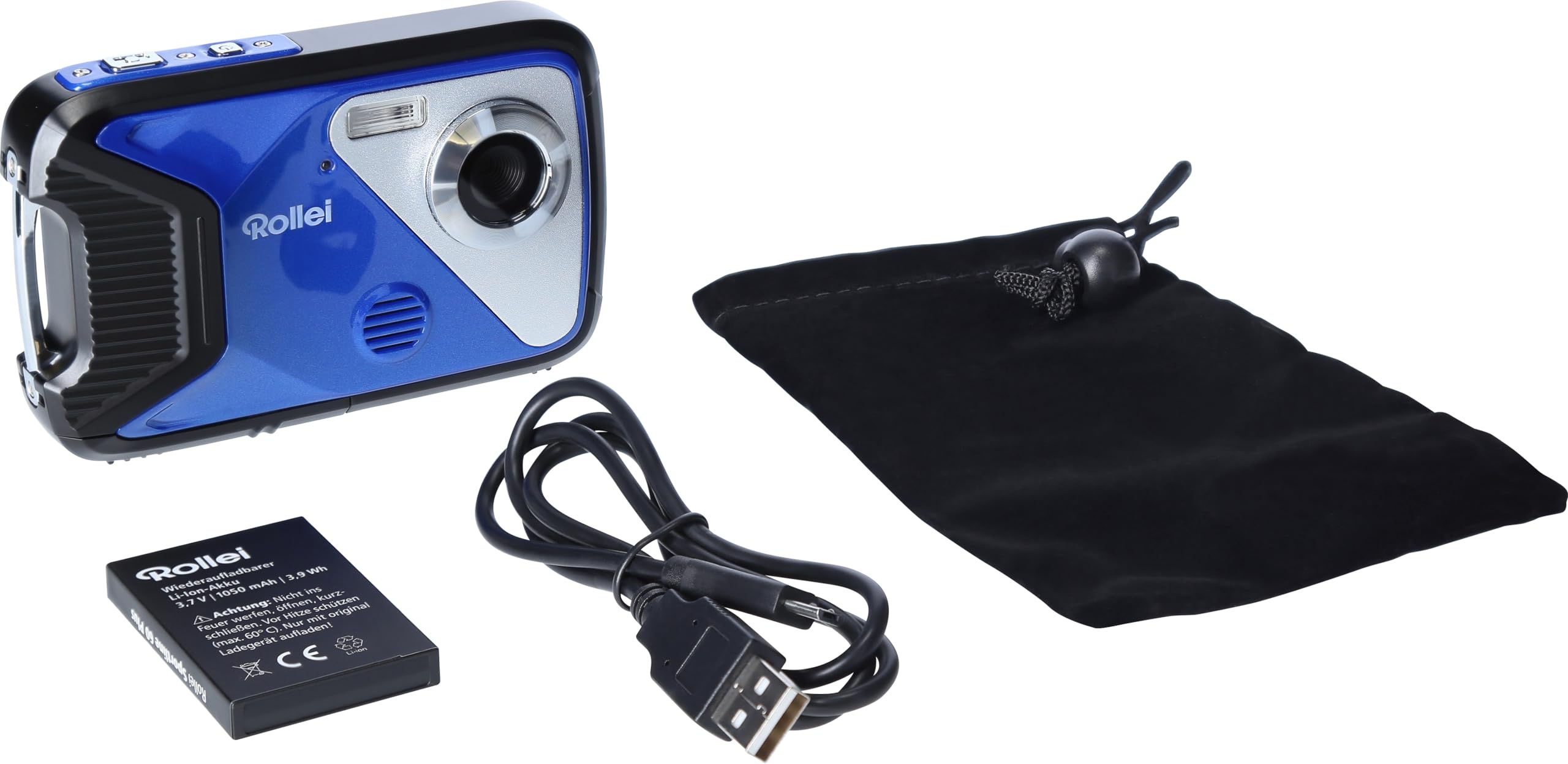 Rollei Sportsline 60 Plus - fotocamera digitale impermeabile con videocamera da 21 MP e Full HD - Sports-Cam con ampio display, 21 modalità scena, custodia robusta , perfetta per i bambini, blu