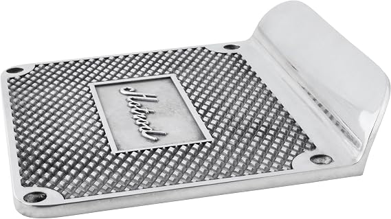 Speedway Motors Polished Aluminum Hot Rod Step Plates, Diamond Pattern Universal Fit Foot Step Pair with 8.5 x 8 Inch Plates and Raised Script Design for Custom Builds