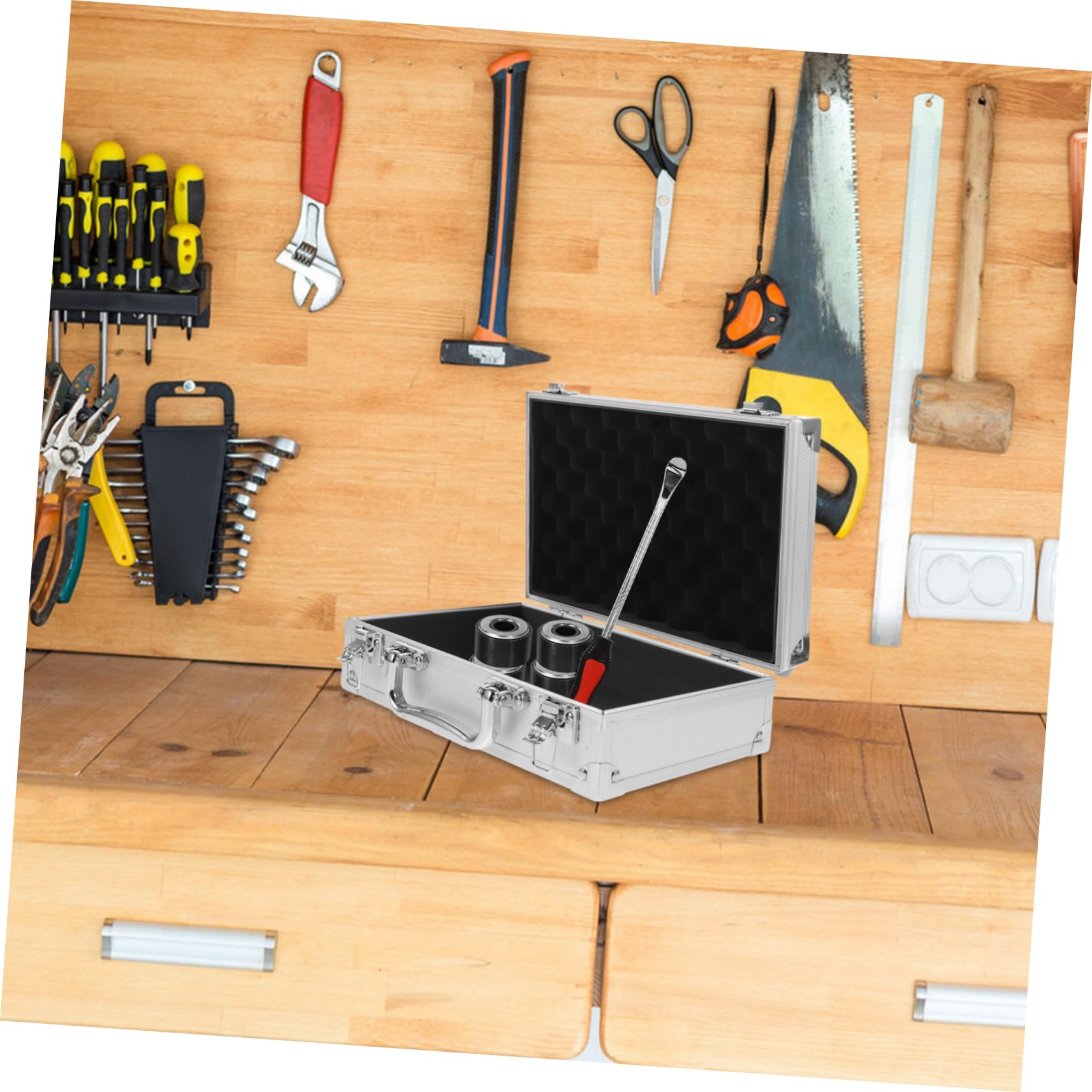 NUOBESTY Boîte à Outils Métallique Portable pour Rangement Étui De Transport Multifonction Coffret Outils Compact