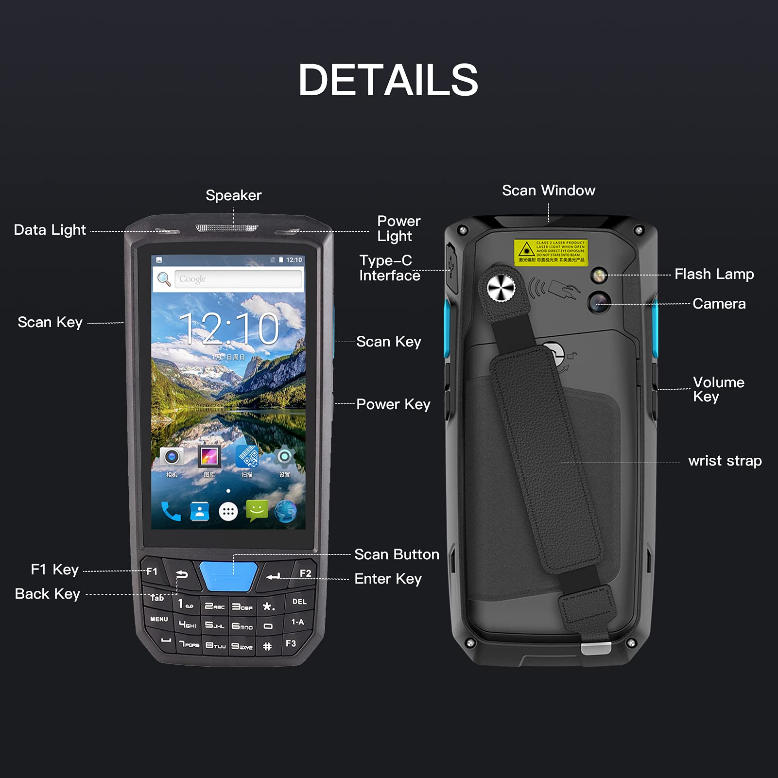 Pda Terminal,Android 8.1 Terminale Pos Palmare Pda 1D / 2D / Qr Scanner Di Codici A Barre Macchina Per L'Inventario Del Raccoglitore Di Dati Computer Mobile 4G Wifi Bt
