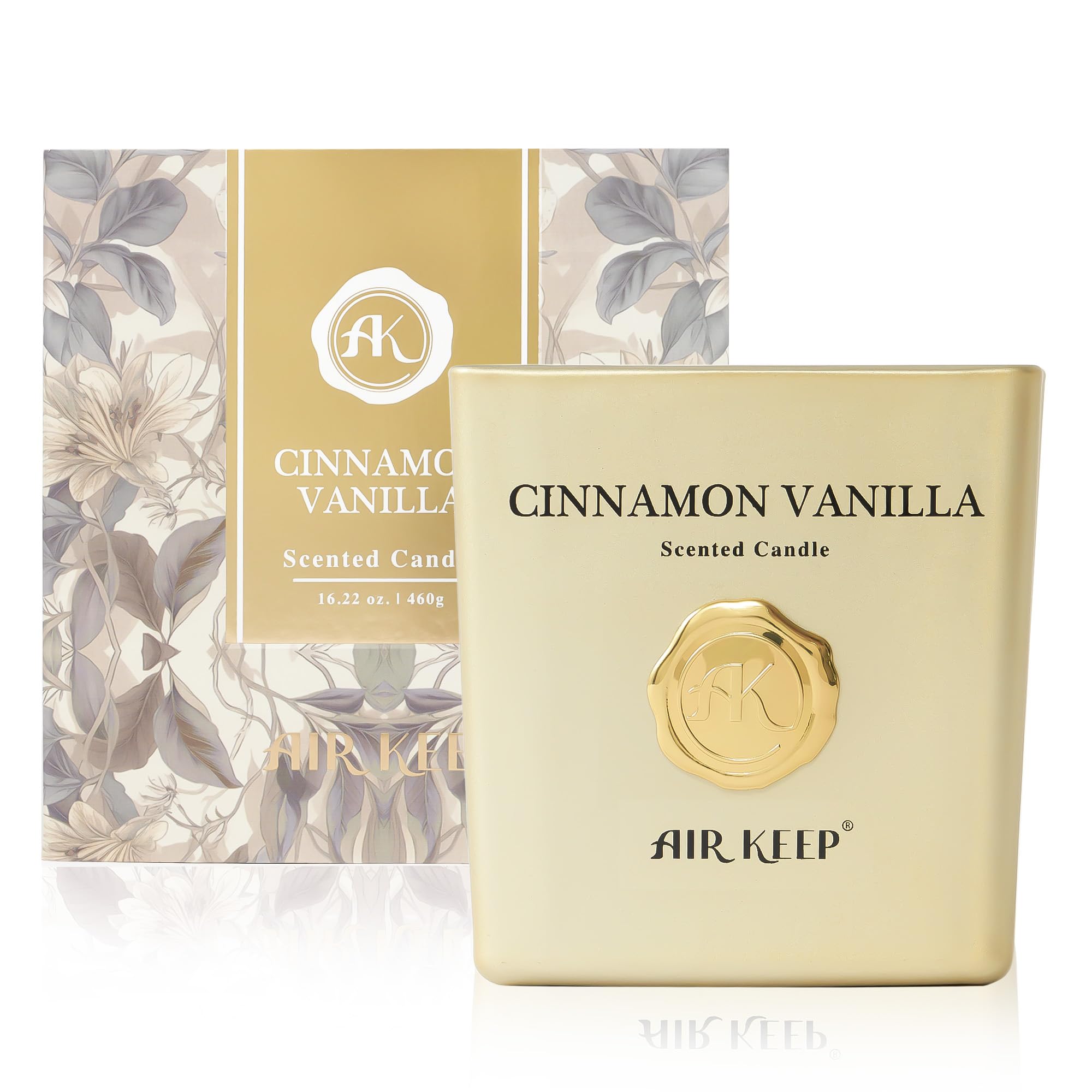 Airkeep Vela Aromática Cinnamon Vanilla, Vela de 460 g con una Duración de Quema de hasta 94 Horas, Vela de Cera Natural para el Hogar, Ideal como Regalo para Mujeres y Hombres