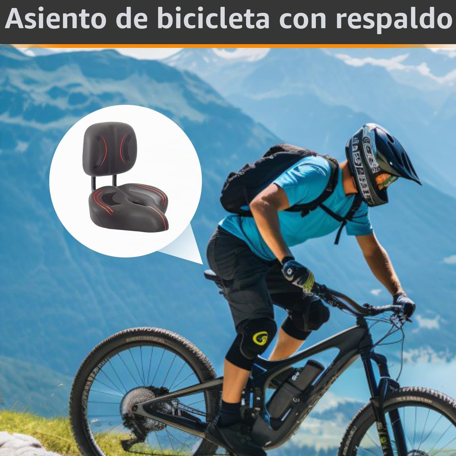 Sillín de asiento de bicicleta con respaldo y espuma viscoelástica que absorbe los golpes para bicicletas de carretera Uozonit