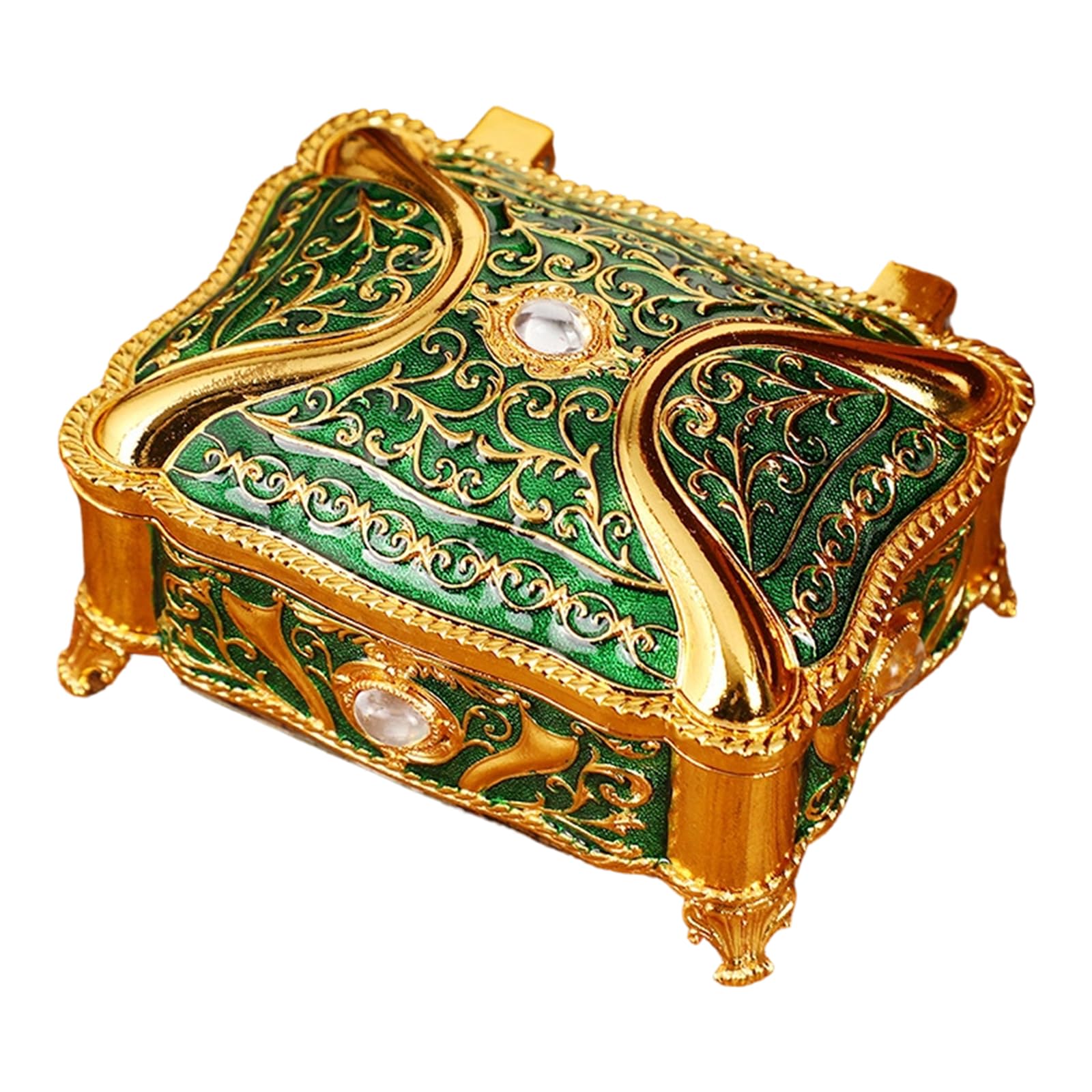 TQUXNGA Sturdy Alloy Jewelry Storage Box Featuring Enameled Floral Pattern Elegant Jewelry Display Case