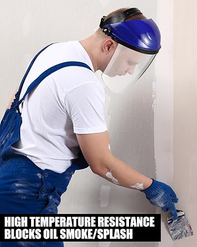 Miniatura 6 de Paquete de 4 protectores faciales de seguridad para moler y cortar, máscara facial resistente a los impactos para trabajo química carpintería (azul)