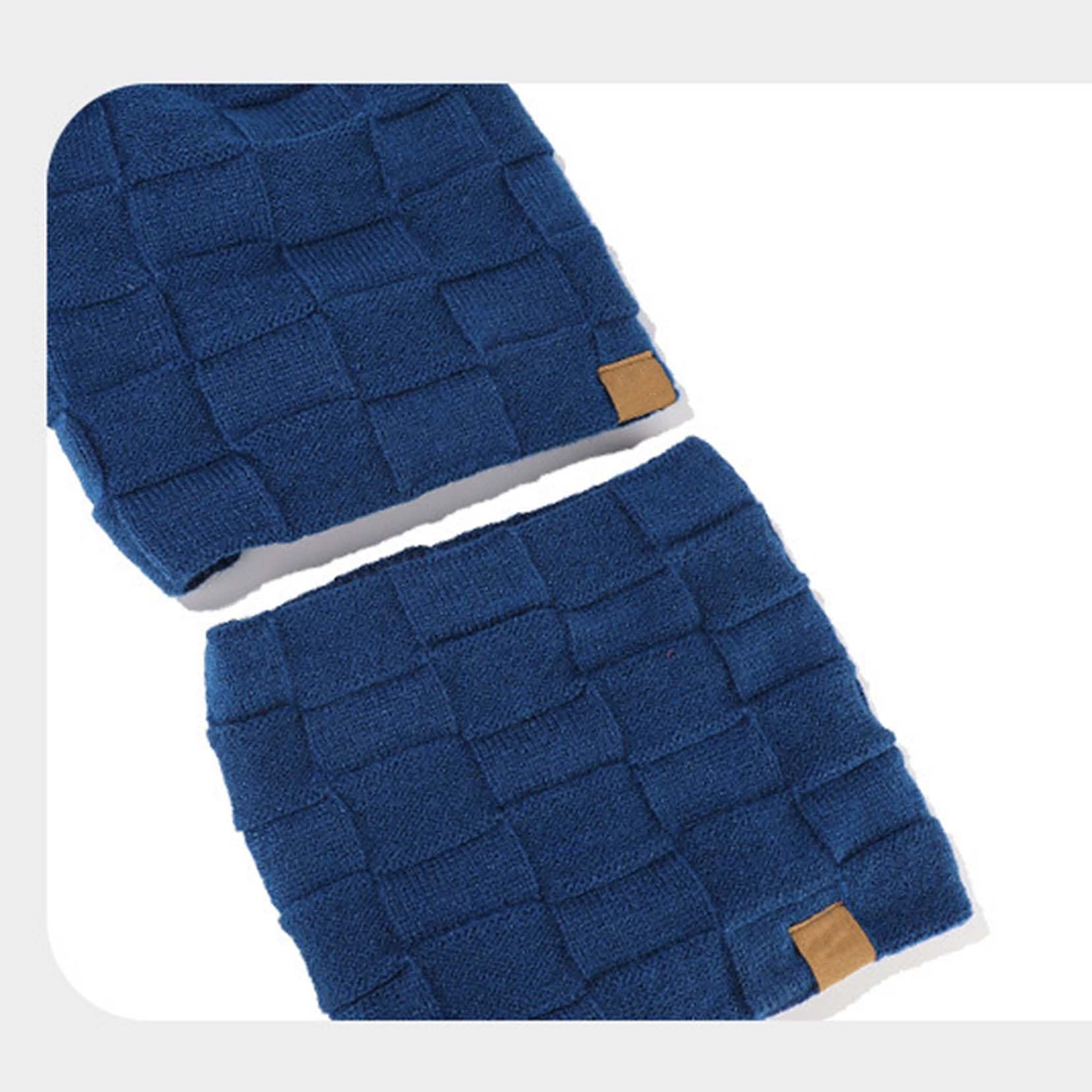 Herren- und Damen-Hut-Schal-und-Handschuh-Set, winterliche thermische Strick-Fleece gefütterte Mütze, Schneehalswärmer und Touchscreen-Handschuhe, wärmende Accessoires
