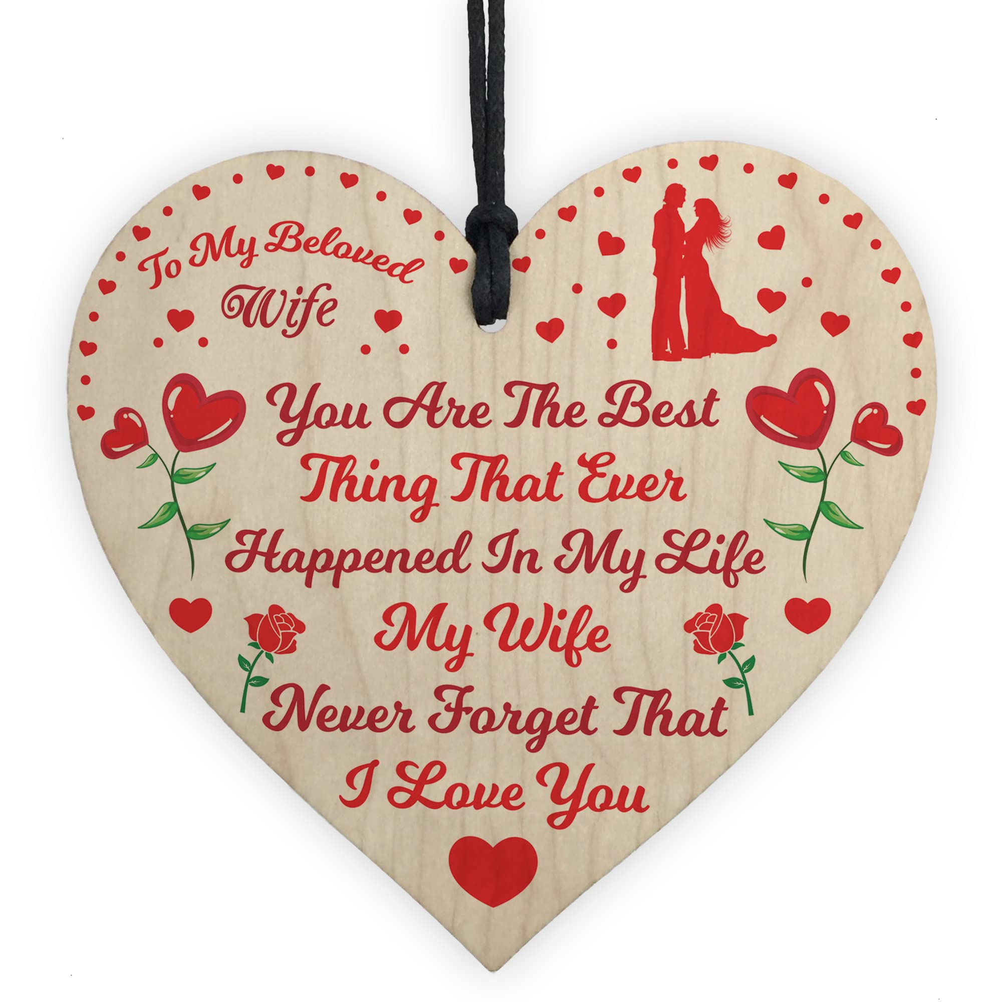 Red Ocean Wife Gifts For Birthday Valentines Anniversary From Husband Wooden Heart Gift For Her