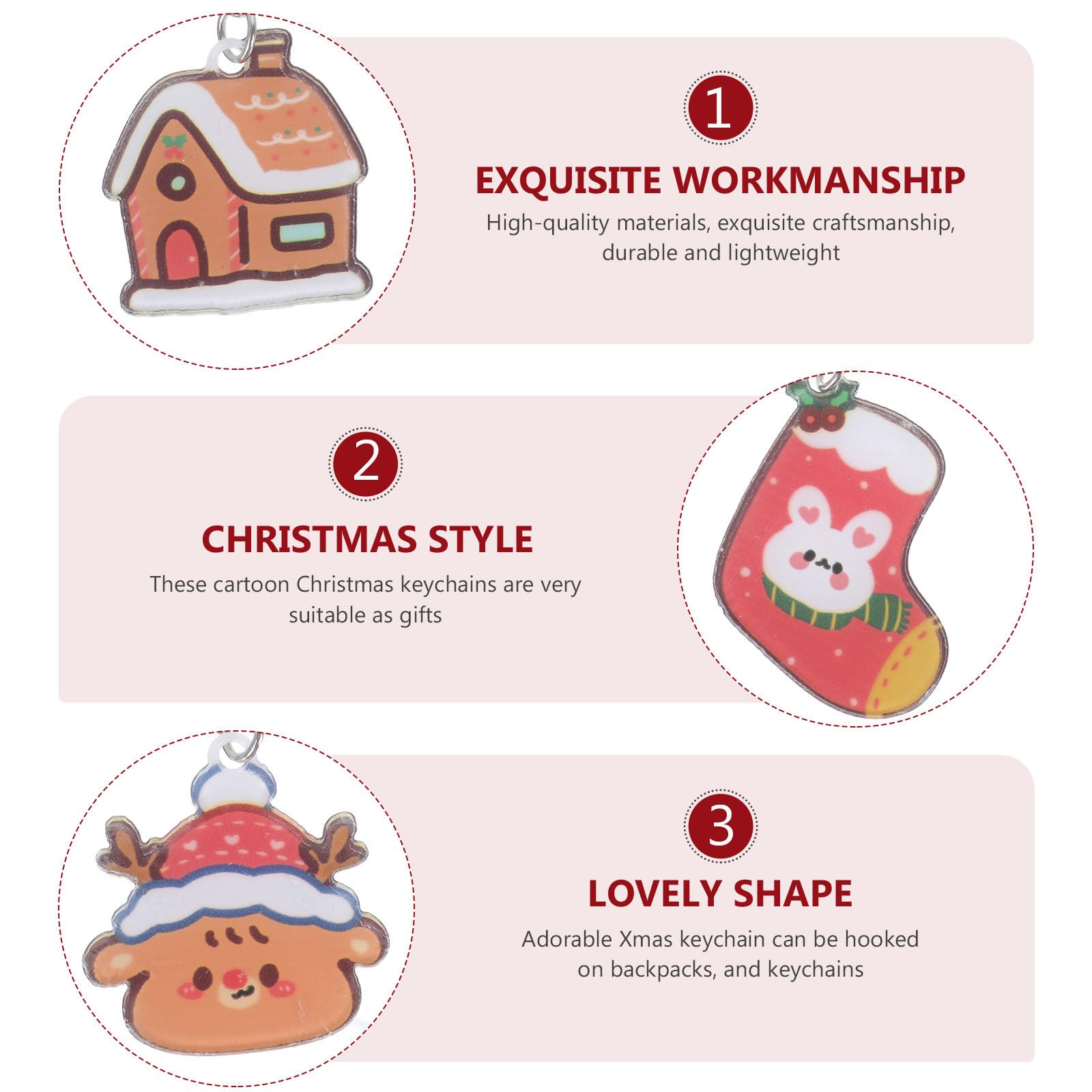 BESPORTBLE 96 Stück Weihnachtsschlüsselanhänger mit Cartoon Motiv aus