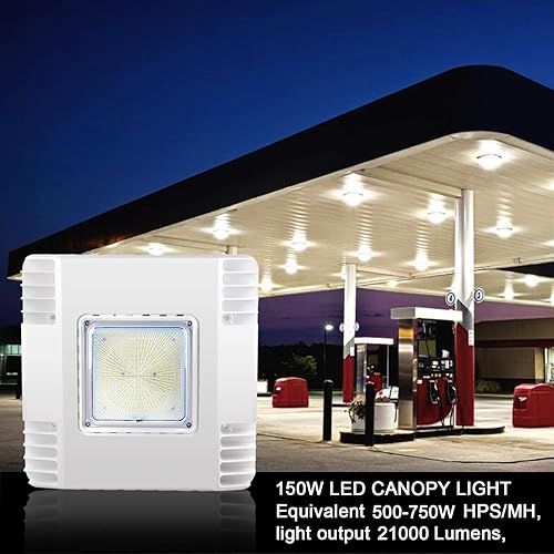 Miniatura 4 de OSTEK Luz LED para toldo de 150 W, luz de techo para estación de gasolina, 5700 K, clasificación para exteriores (equivalente a 600 W HIDHPS),