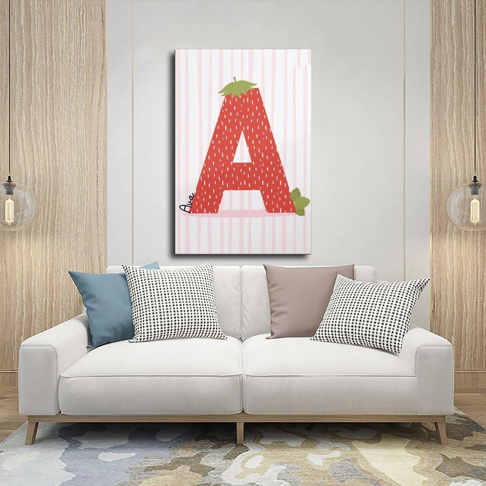 Poster sur toile avec motifs de l'alphabet de A à Z - Décoration murale pour salon, chambre à coucher - 50 x 75 cm
