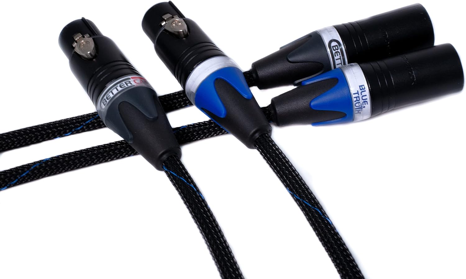 BETTERCABLES.COM 15 Feet Blue Truth Ultra Balanced XLR Cables - Stereo Pair (2 Cables) - High-End, High-Performance, Audiophile Premium Hi-Fi Audio, Silver/Copper Hybrid, Teflon