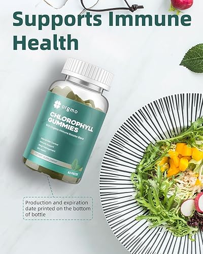 Miniatura 6 de Gomitas de clorofila para desodorante de olor corporal, paquete de 2, gomitas de vitaminas D sin azúcar, 1000 IU, ACV espirulina Chlorella,