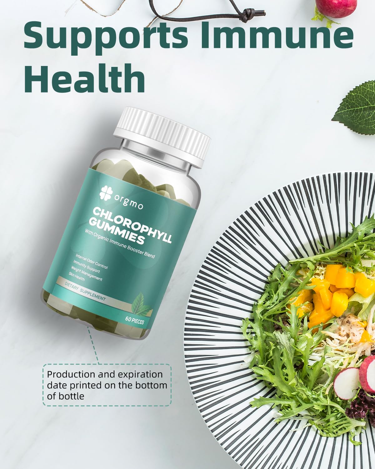 Chlorophyll Gummies for Body Odor w/Chlorella Spirulina ACV Vitamin D — Amazon image 6