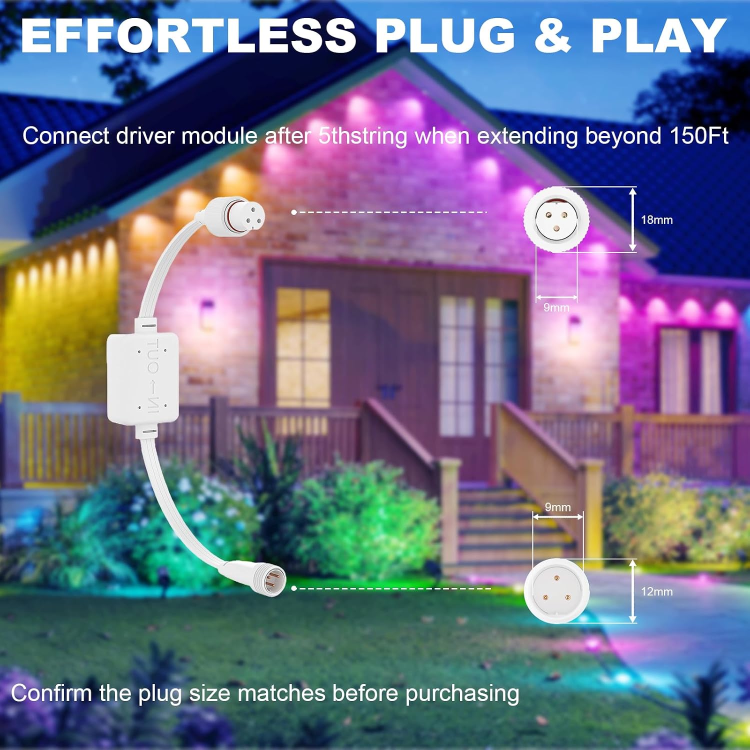 Driver Module Signal Booster Only for Govee Permanent Outdoor Lights Pro H706A, H706B, H706C(Male Input, Female Output)