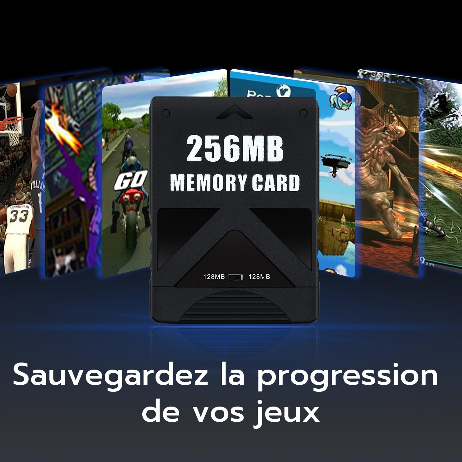 Wigearss Carte Mémoire PS2 256MB, Carte de Sauvegarde PlayStation 2 Haute Vitesse