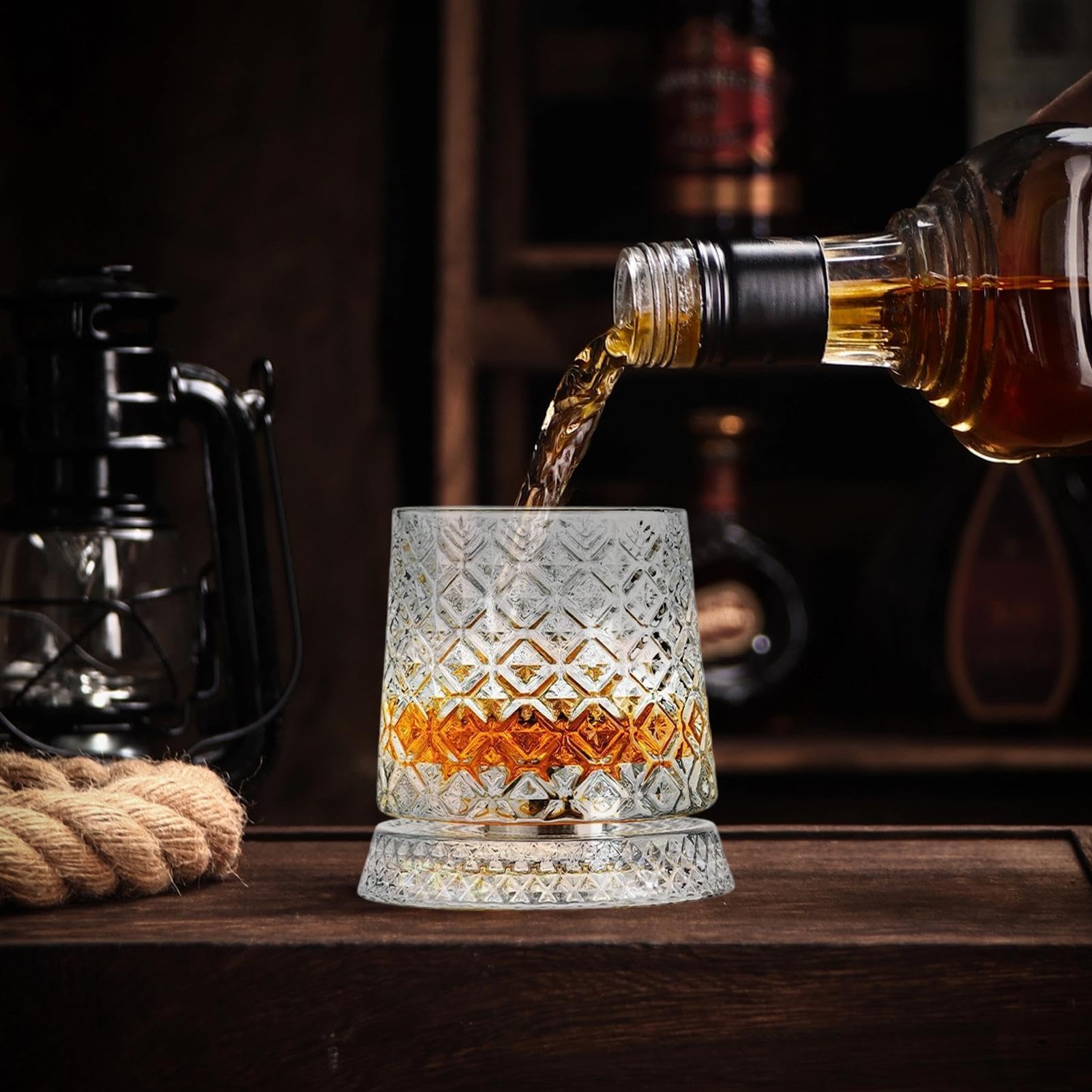 Copas De Vino - Copa De Giratoria Con Función Para Aliviar El Estrés, Base Giratoria De 360 grados, Vasos Transparentes | Gafas De Antiguas | Para Hombres Papá Padre Marido Bebiendo F