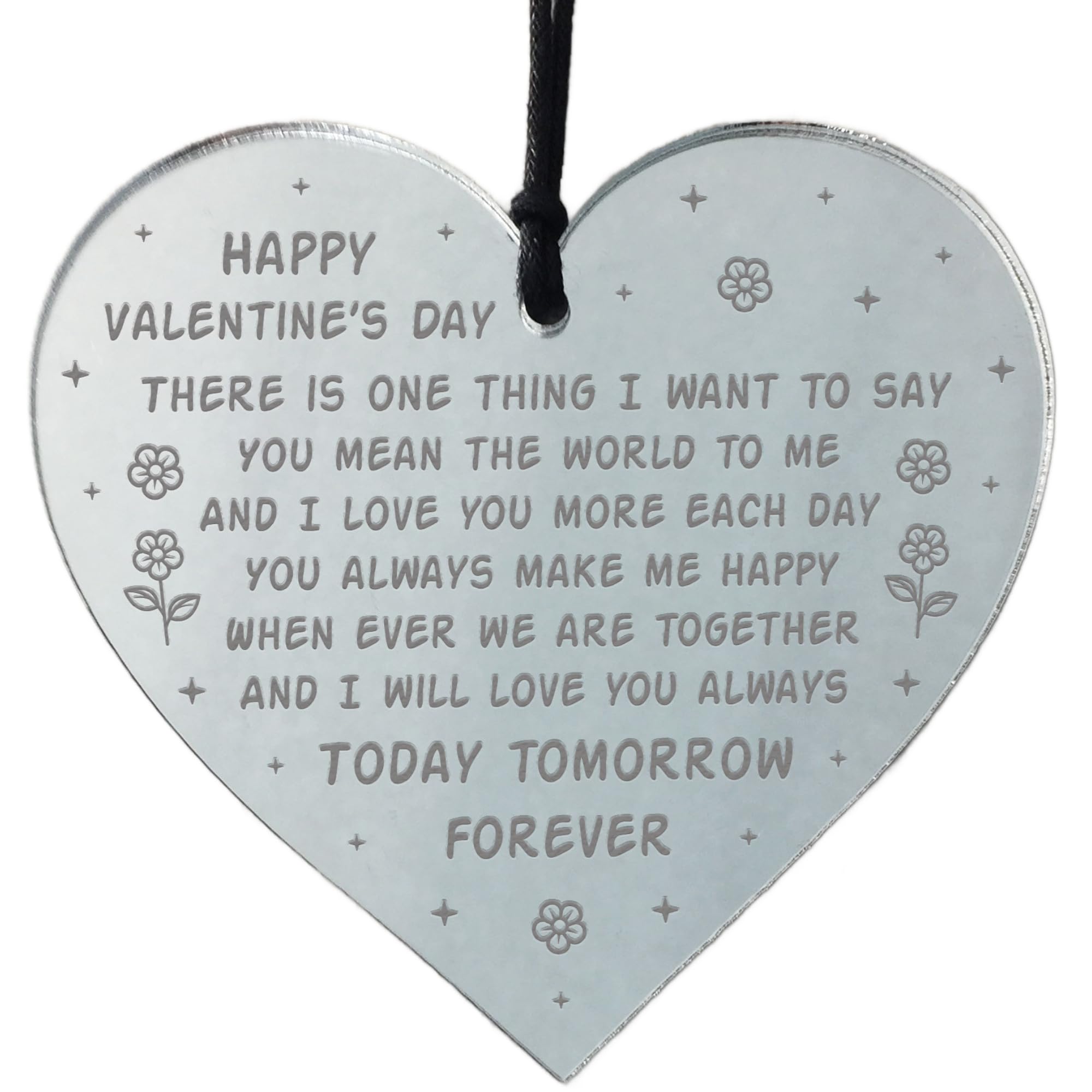 Red Ocean Valentines Day Gift Engraved Mirror Heart For Husband Wife Valentines Keepsake For Your Boyfriend Girlfriend Gift For Him Her