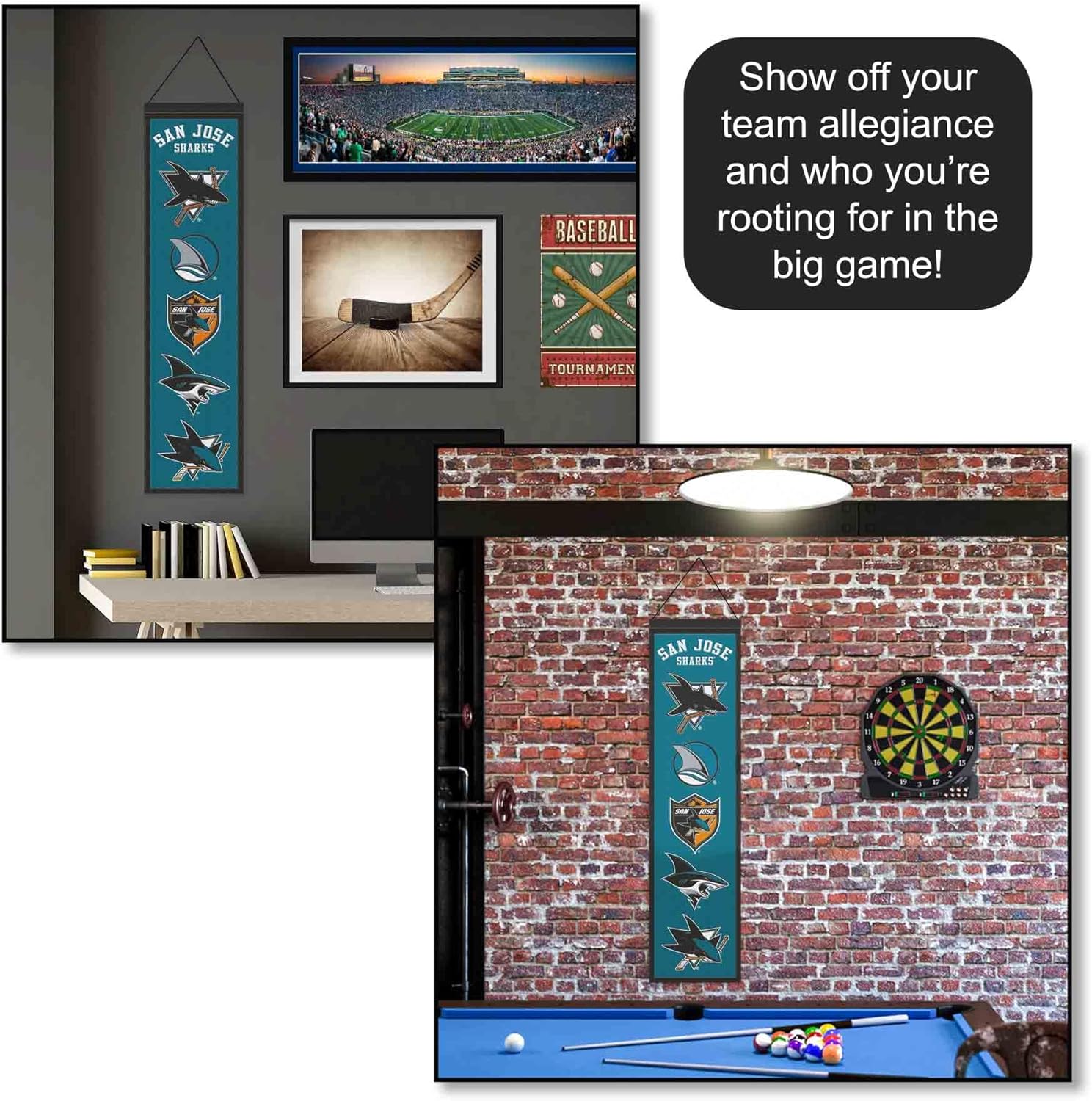 WinCraft San Jose Sharks Evolution 8x32 Inch Vertical Wool Embroidered Hanging Banner