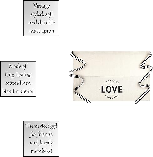 Miniatura 4 de Santa Barbara Design Studio Delantal de cintura de azúcar de mesa, 28 x 18 pulgadas, Food is My Love Language
