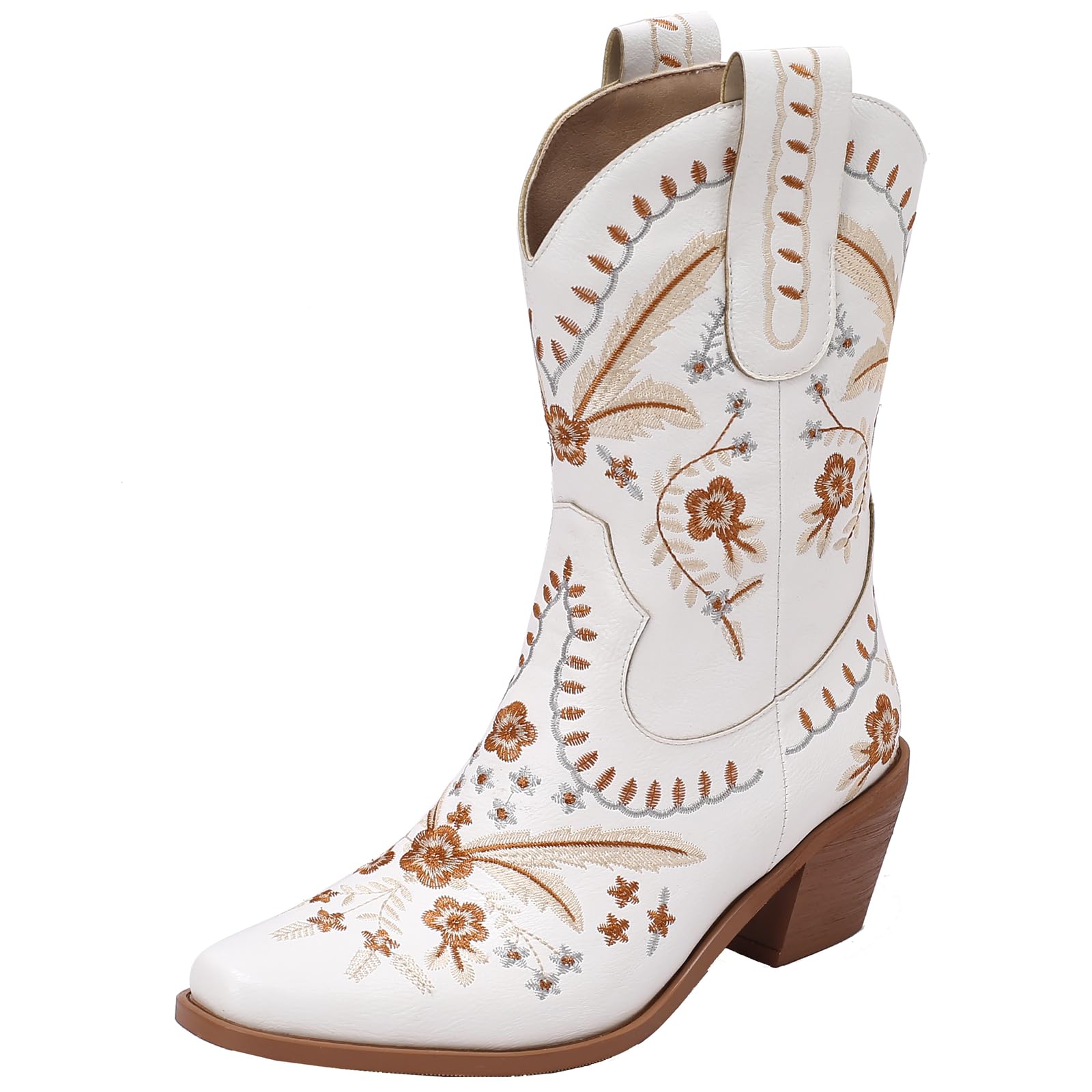 Western-Cowboy-Stiefeletten für Damen mit klobigen Absätzen und spitzer Spitze