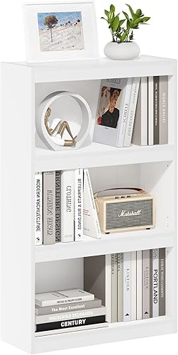 Furinno Jaya Enhanced Home Estantería ajustable de 3 niveles, blanco