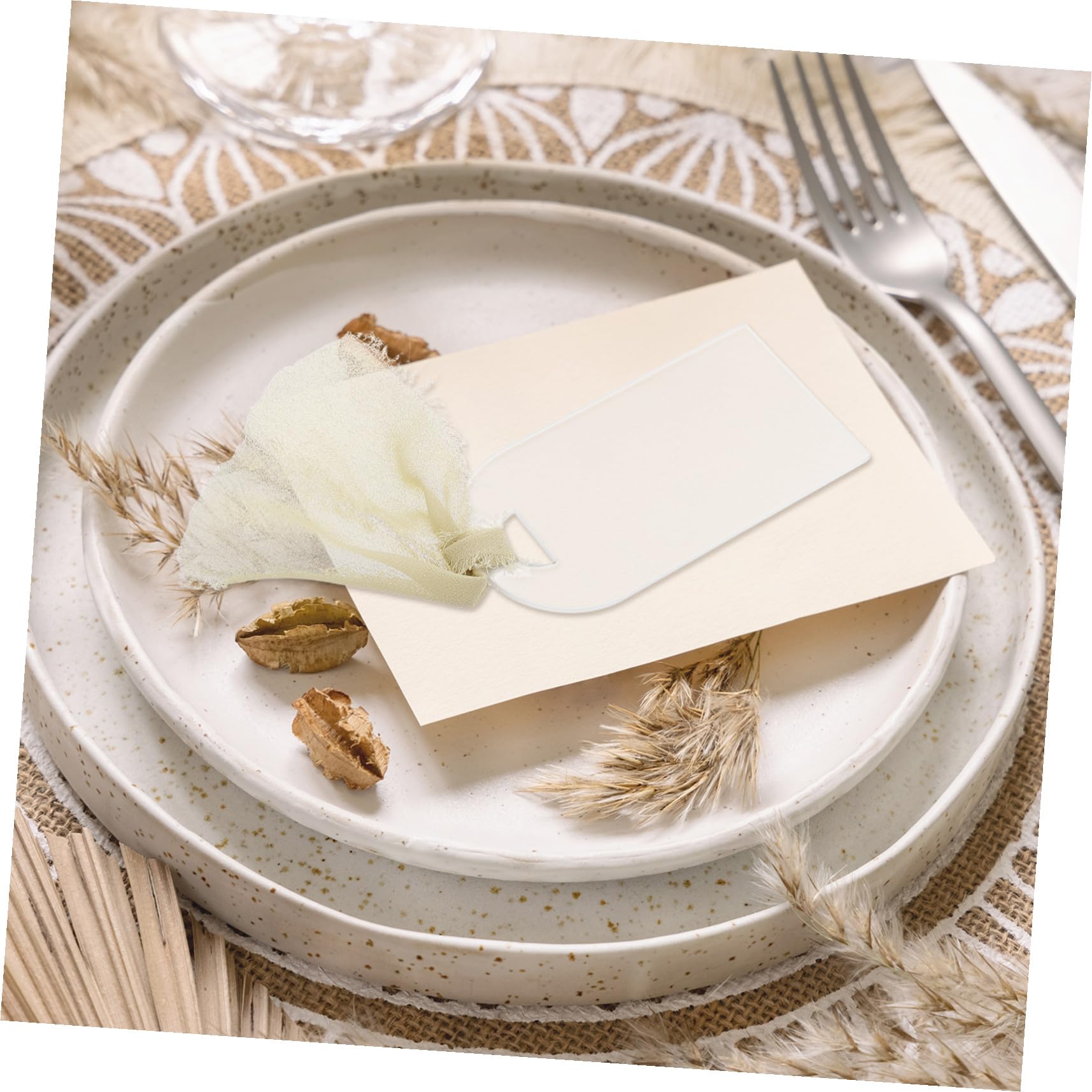 30 Stück Teiliges Frosted Acryl Platzkarten mit Hellgrünen Bändern Beschreibbare Wiederverwendbare Sitzplatzschilder für Hochzeit Party Event-dekoration