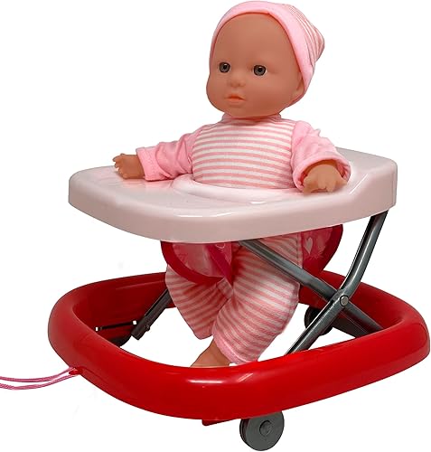 Juego de muñecas de bebé con bebé falso de 12 pulgadas y muñeca pequeña plegable para tirar a lo largo del andador, juego de accesorios suaves para