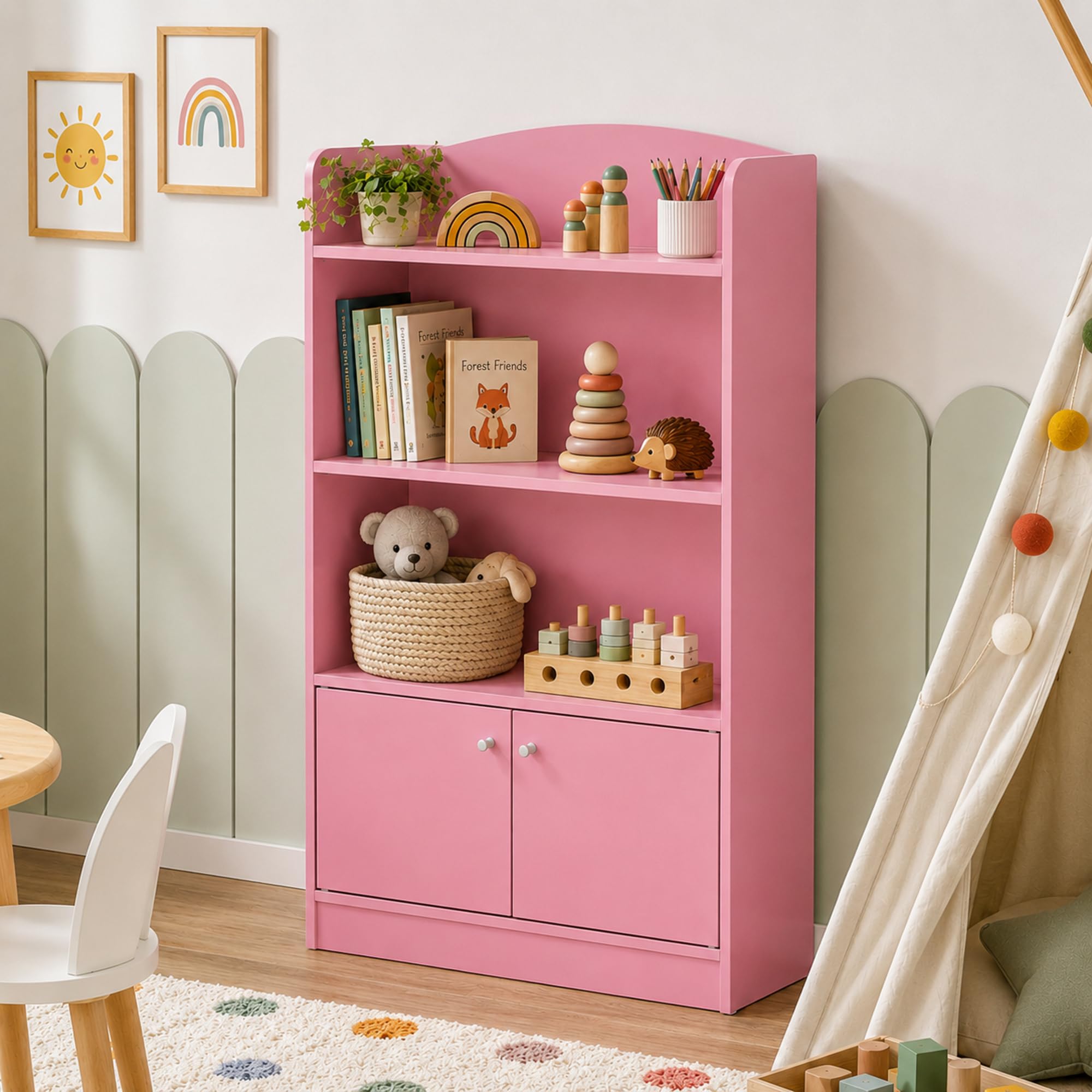 Amazon｜フリノ(Furinno) 本棚 カラーボックス Lova ローヴァ ピンク